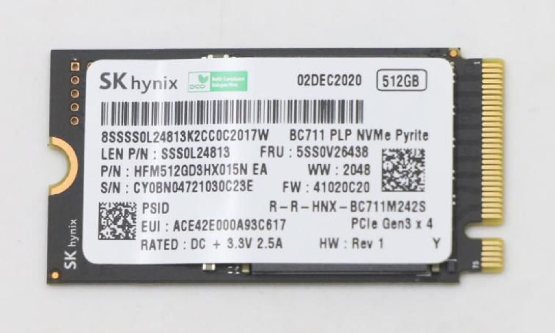 

Lenovo SSD_ASM 512G M.2 2242 PCIe3x4