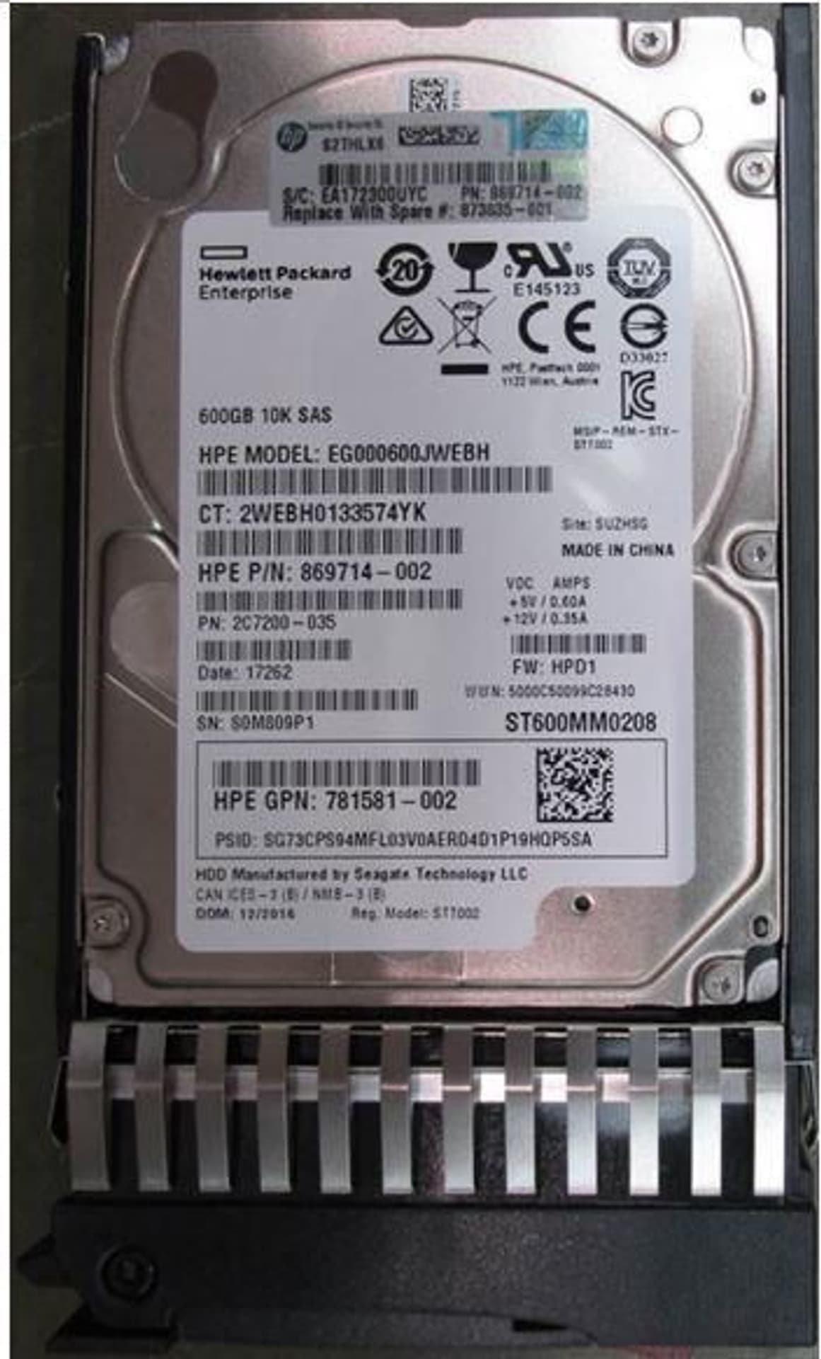 

Hewlett Packard Enterprise HDD 600GB 12G 10K SFF SAS ST