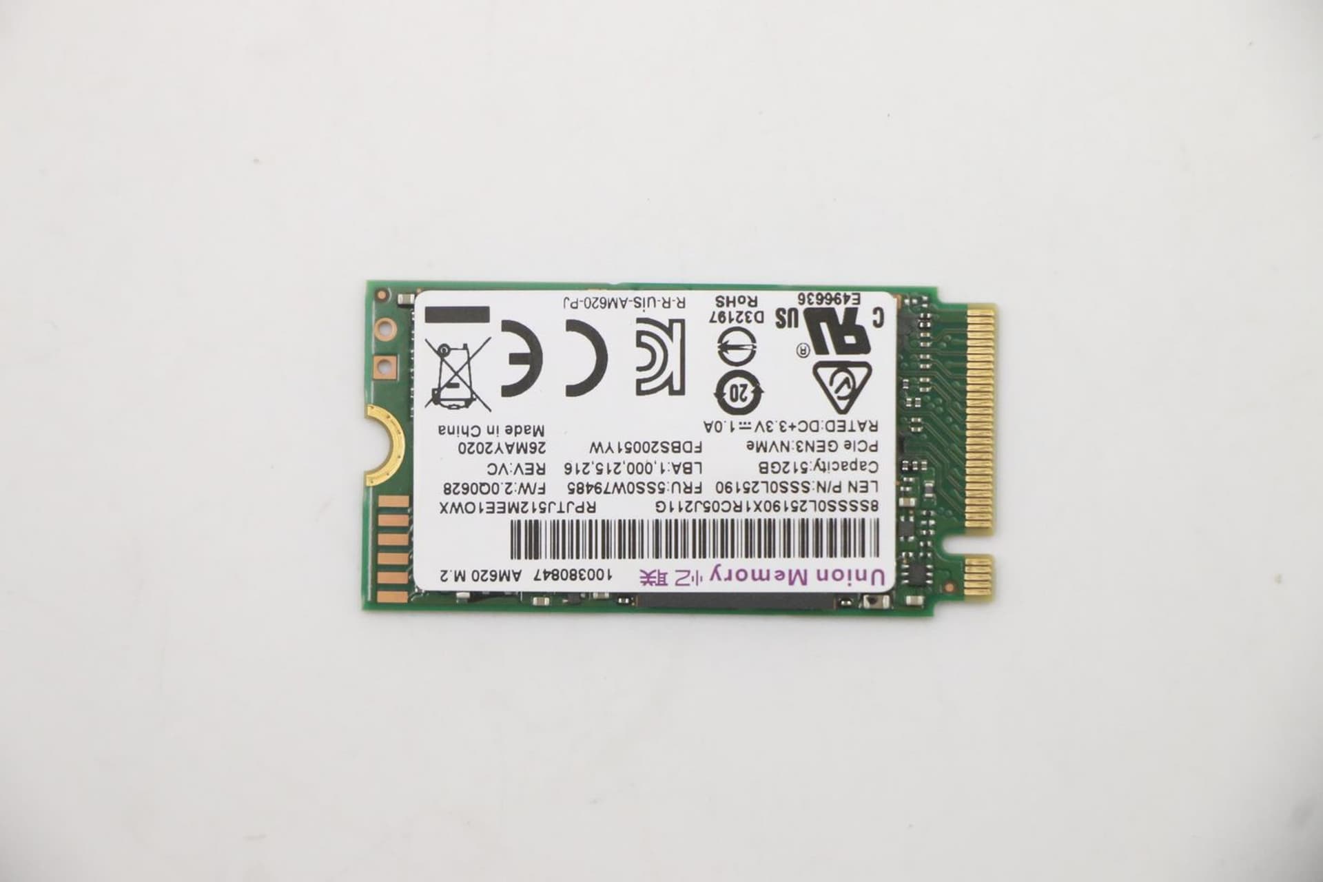 

Lenovo 512G,M.2,2242,PCIe3x4,UM,STD