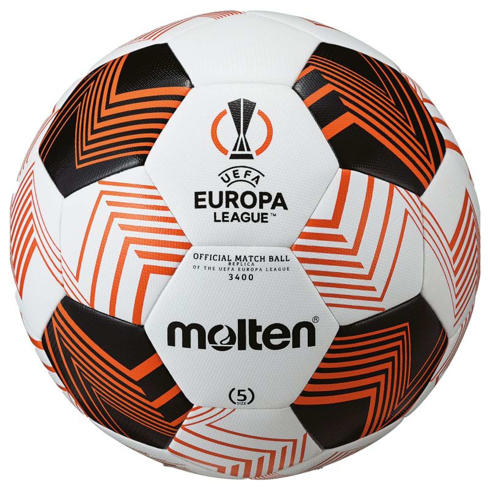 

Piłka nożna Molten UEFA Europa League 20223/24 replika (kolor Biały. Pomarańczowy)