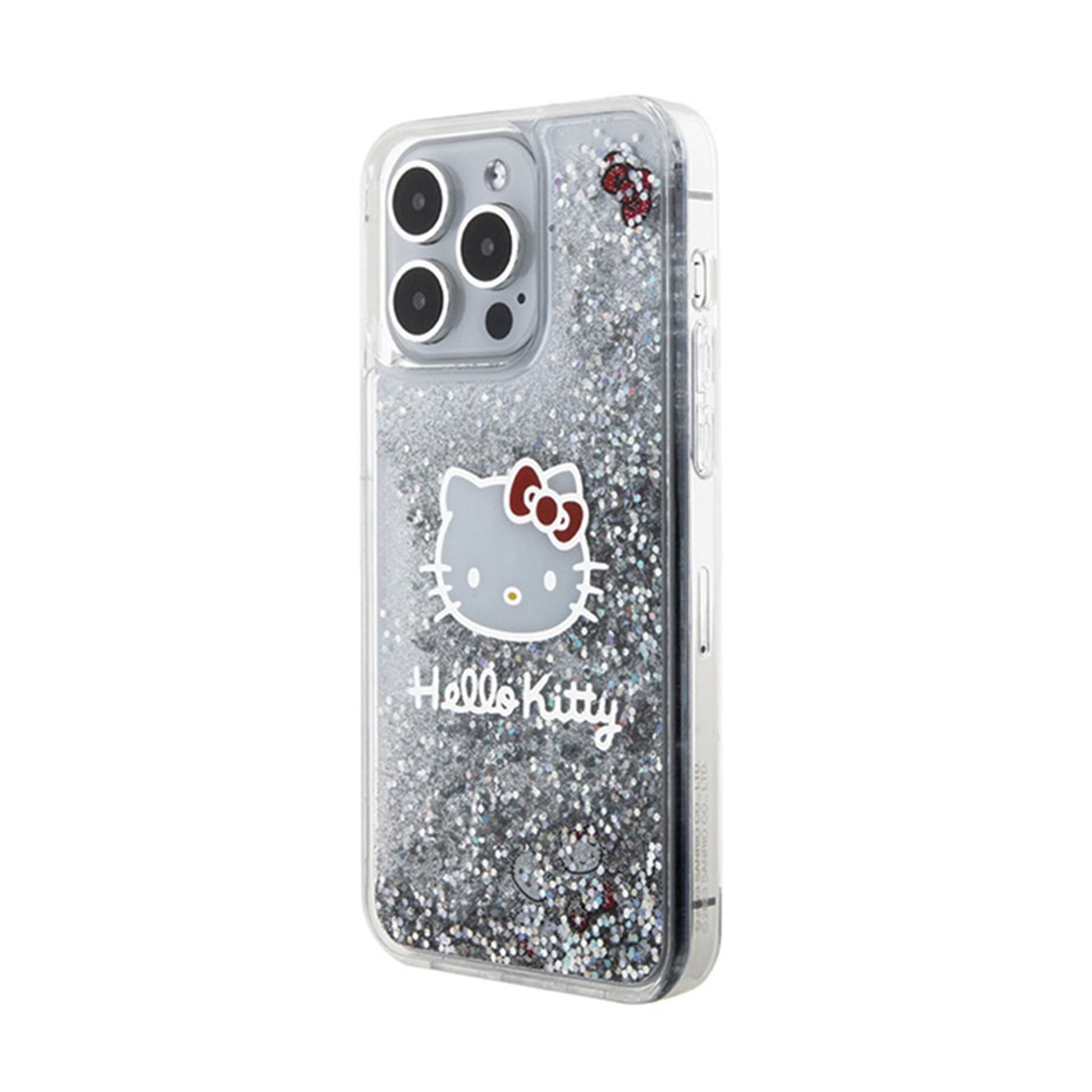

Hello Kitty Liquid Glitter Charms Kitty Head - Etui iPhone 15 Pro Max (srebrny)