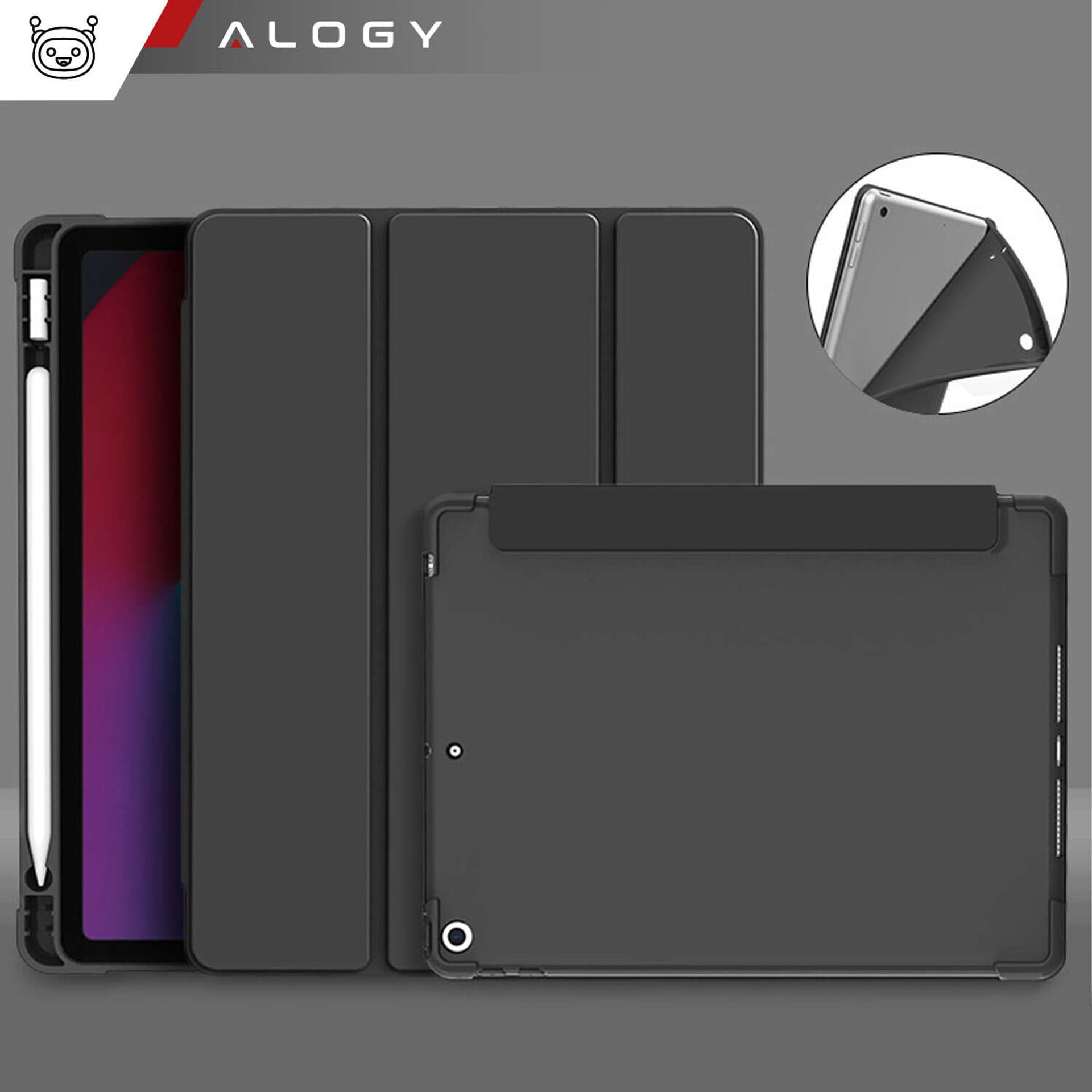 

Etui do Apple iPad 10.2 9 gen 8/7 2021/2020/2019 Smart Pencil Case Alogy TPU obudowa na tablet Czarne