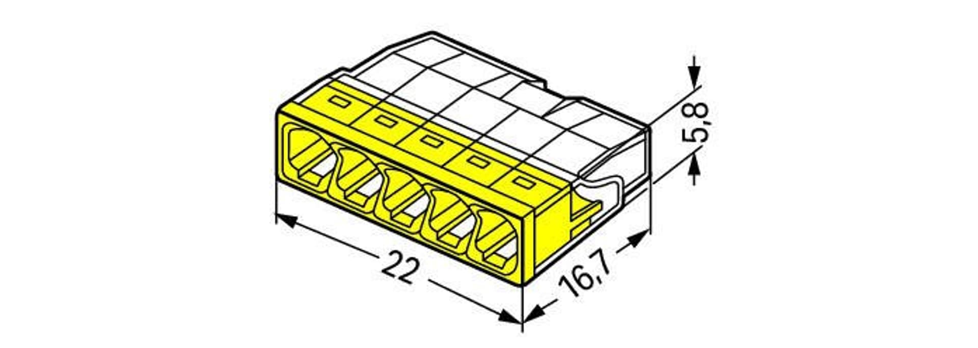 

SZYBKOZŁĄCZKA WAGO 2273-205 5X0,5-2,5 MM2 ŻÓŁTA 20 SZT