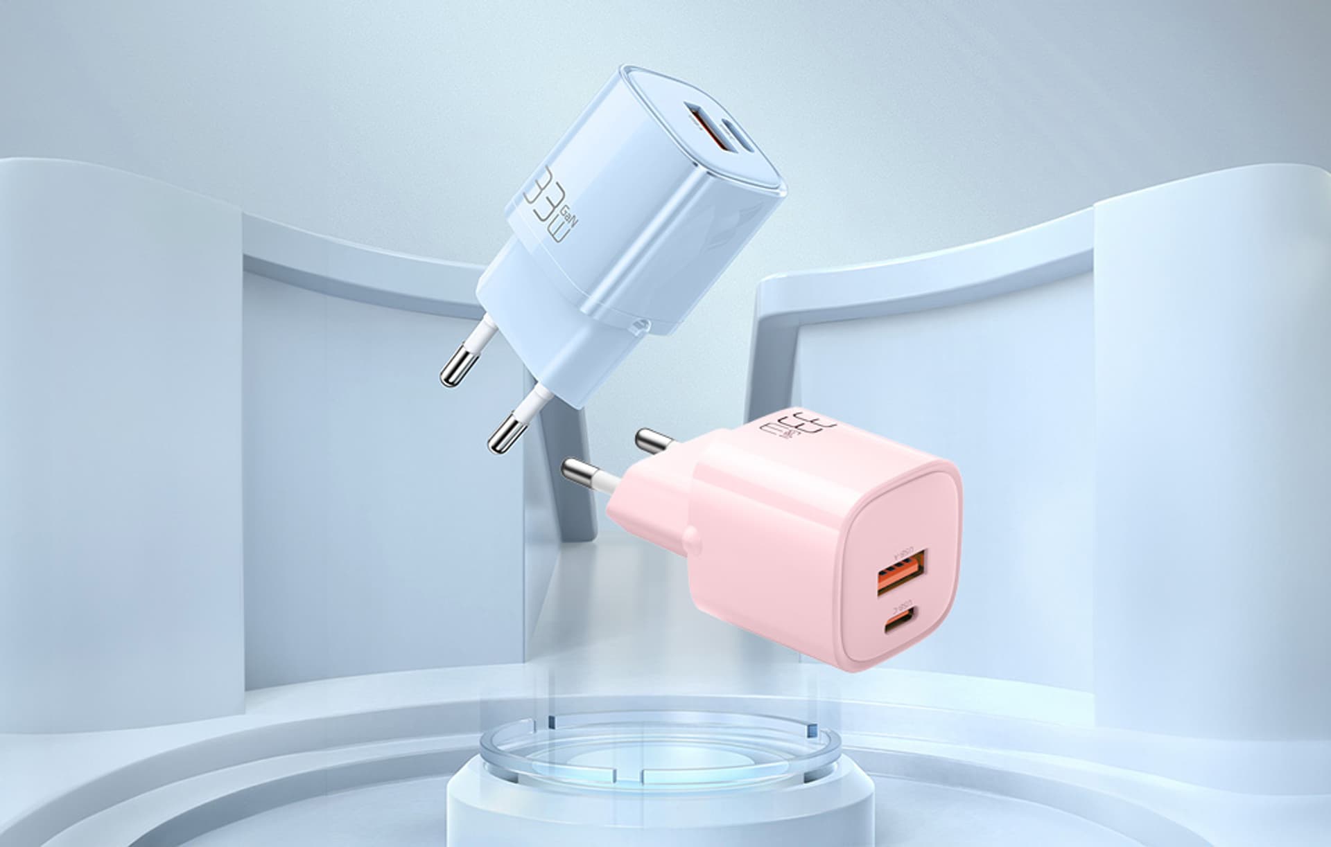 

Ładowarka sieciowa GaN 33W Mcdodo CH-0156 USB-C, USB-A (różowa)
