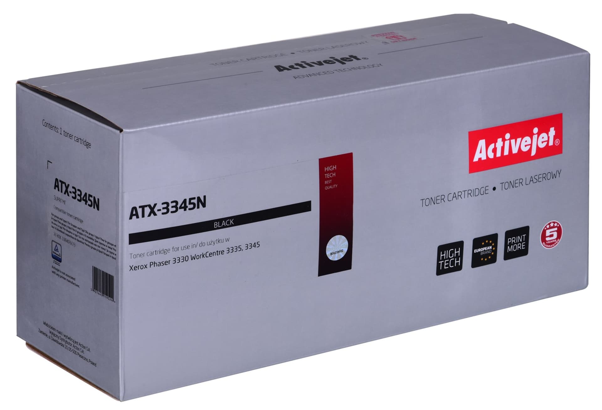 

Activejet Toner ATX-3345N (zamiennik XEROX 106R03773; Supreme; 3000 stron; czarny)
