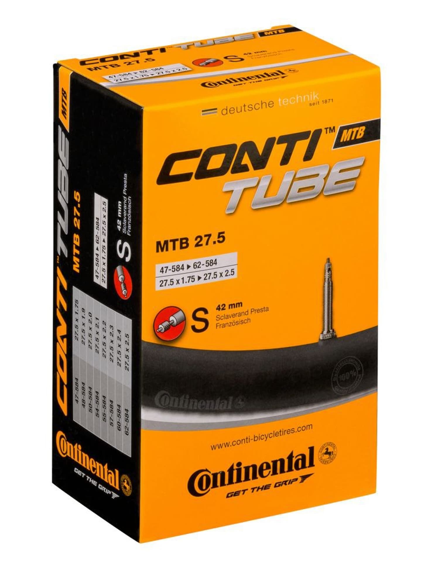 

Dętka rowerowa MTB Continental 27.5 1.75-2.5 presta S42mm