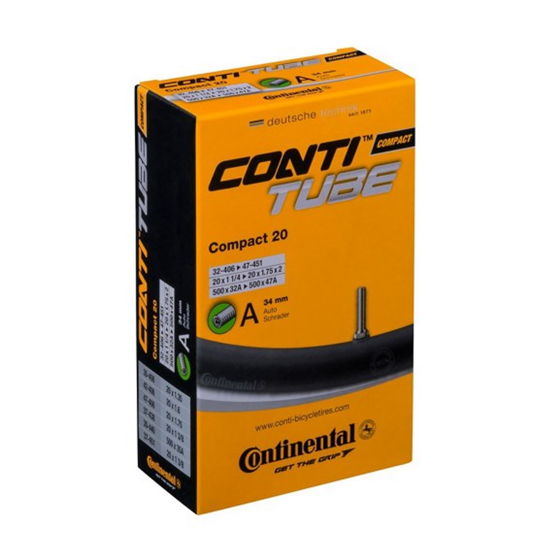 

Dętka rowerowa Continental Compact 20 1.25-1.75 auto S34mm