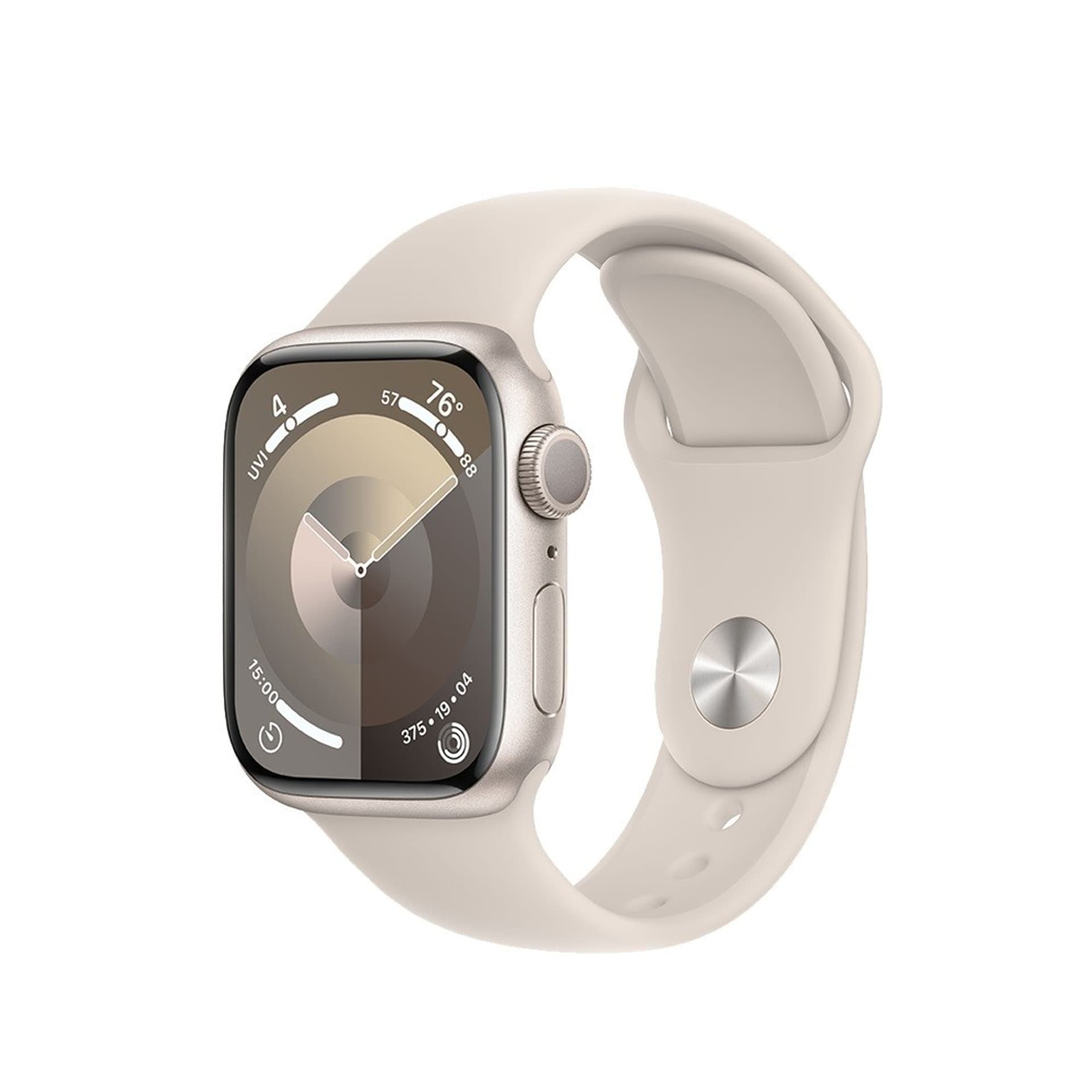 

Watch Series 9 GPS, 41mm Koperta z aluminium w kolorze księżycowej poświaty z paskiem sportowym w kolorze księżycowej poświaty - S/M APPLE watchOS Księżycowa poświata