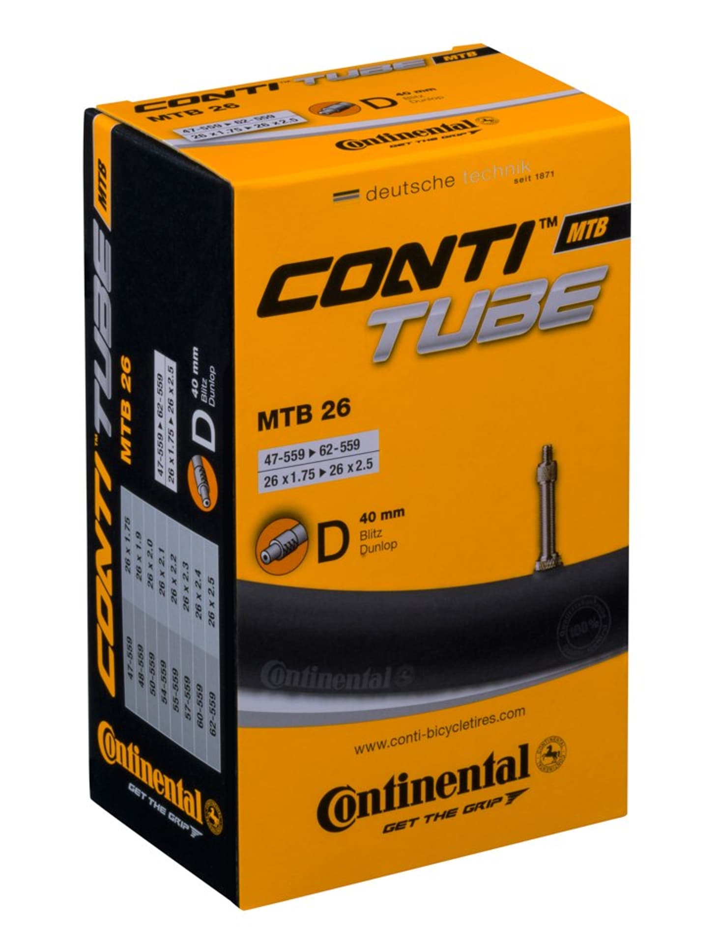 

Dętka rowerowa MTB Continental 26 1.75-2.5 dunlop S40mm