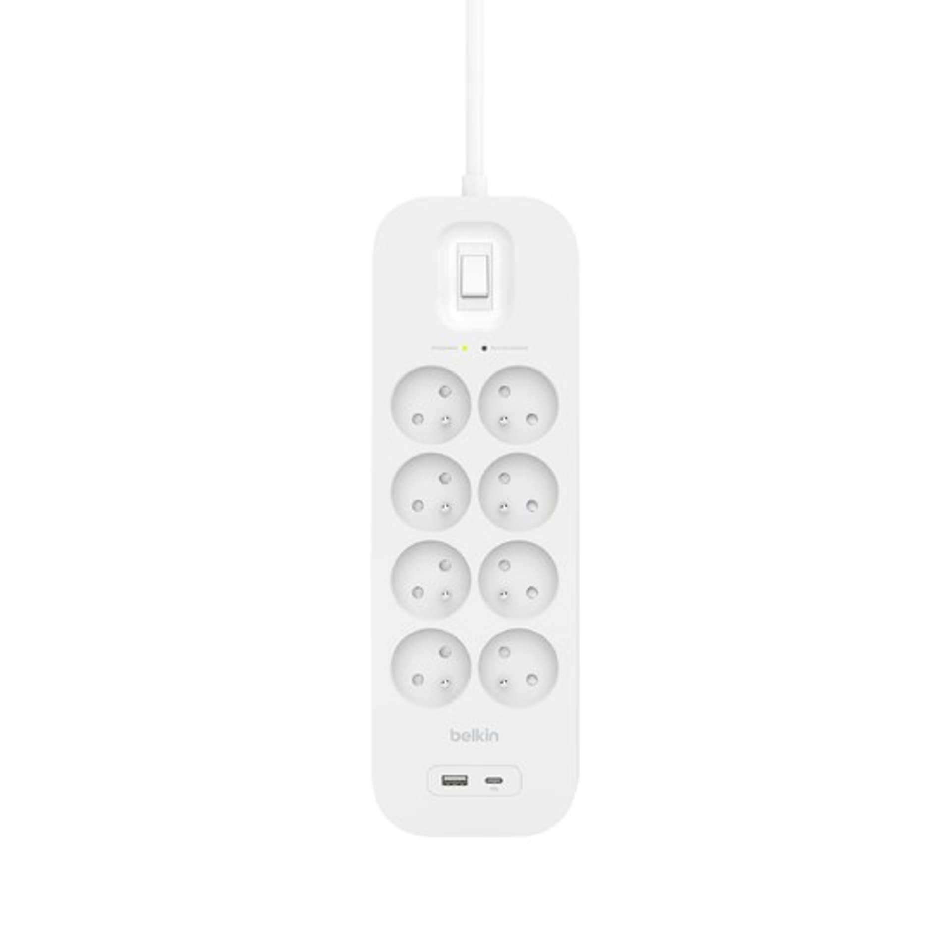 

BELKIN LISTWA ZASILAJĄCA 8-PORTS + 1XUSB-A/1XUSB-C, 900J