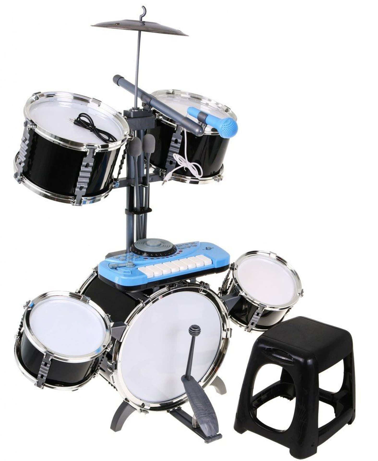 

Zestaw Perkusja + mini Keyboard + Mikrofon dla dzieci 3+ Mixer dźwignia DJ-a + 5 Bębnów + Światła