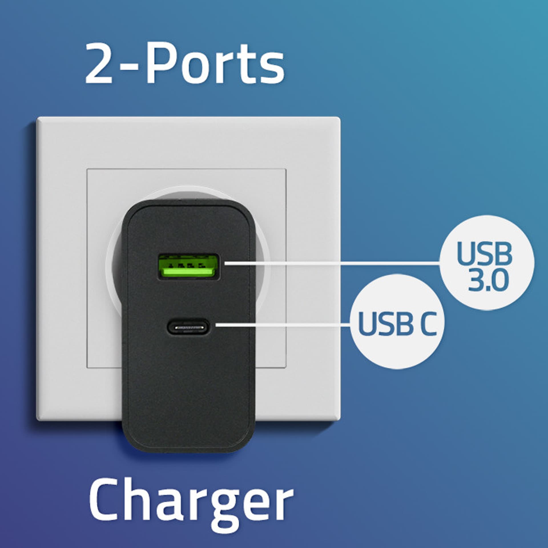 

Qoltec Ładowarka Super Quick PD | 1xUSB-C | 1xUSB | 45W | 5-20V | 2.25-3A | Czarna