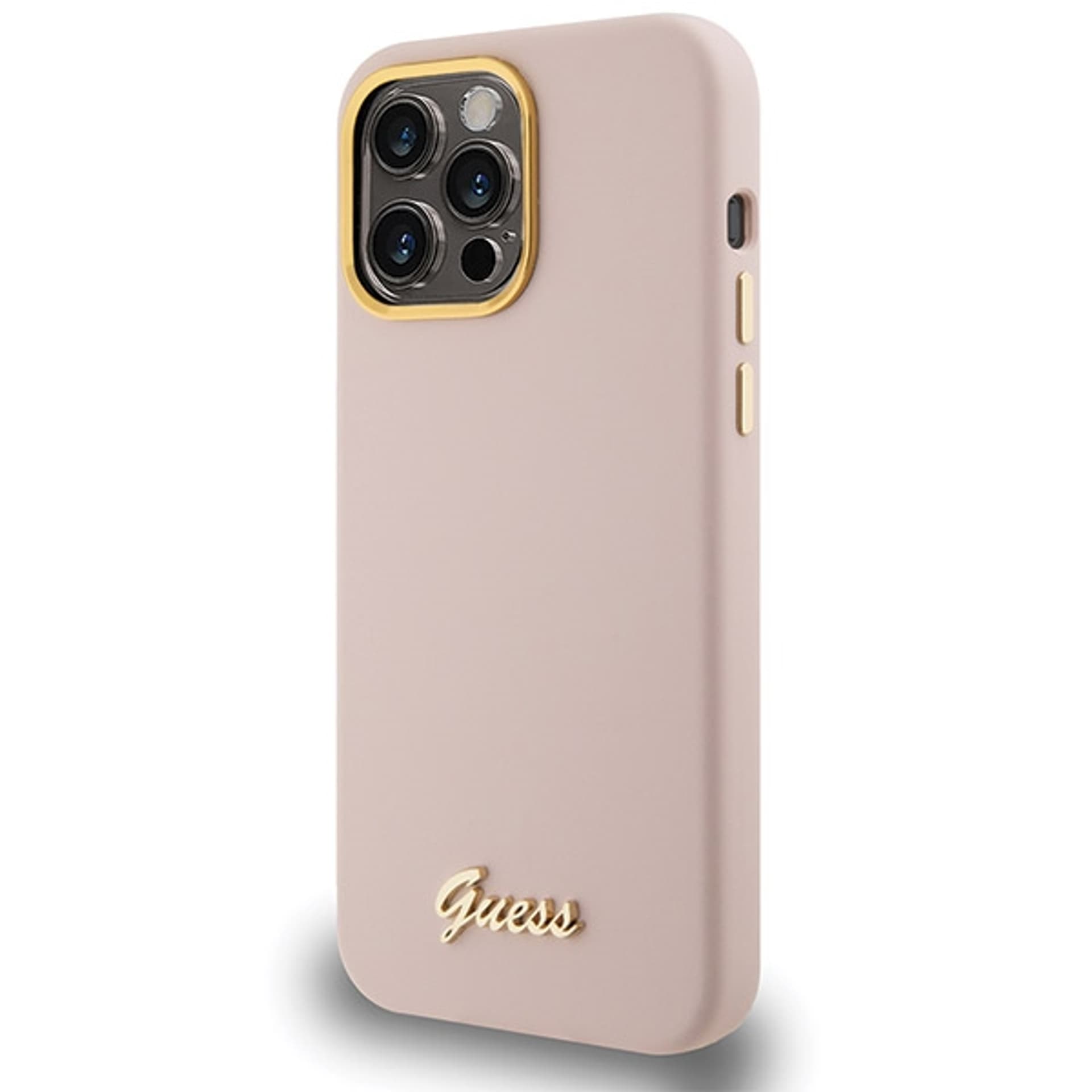 

Guess GUHCP15LSMBSLP iPhone 15 Pro 6.1" różowy/pink hardcase Silicone Script Metal Logo & Frame