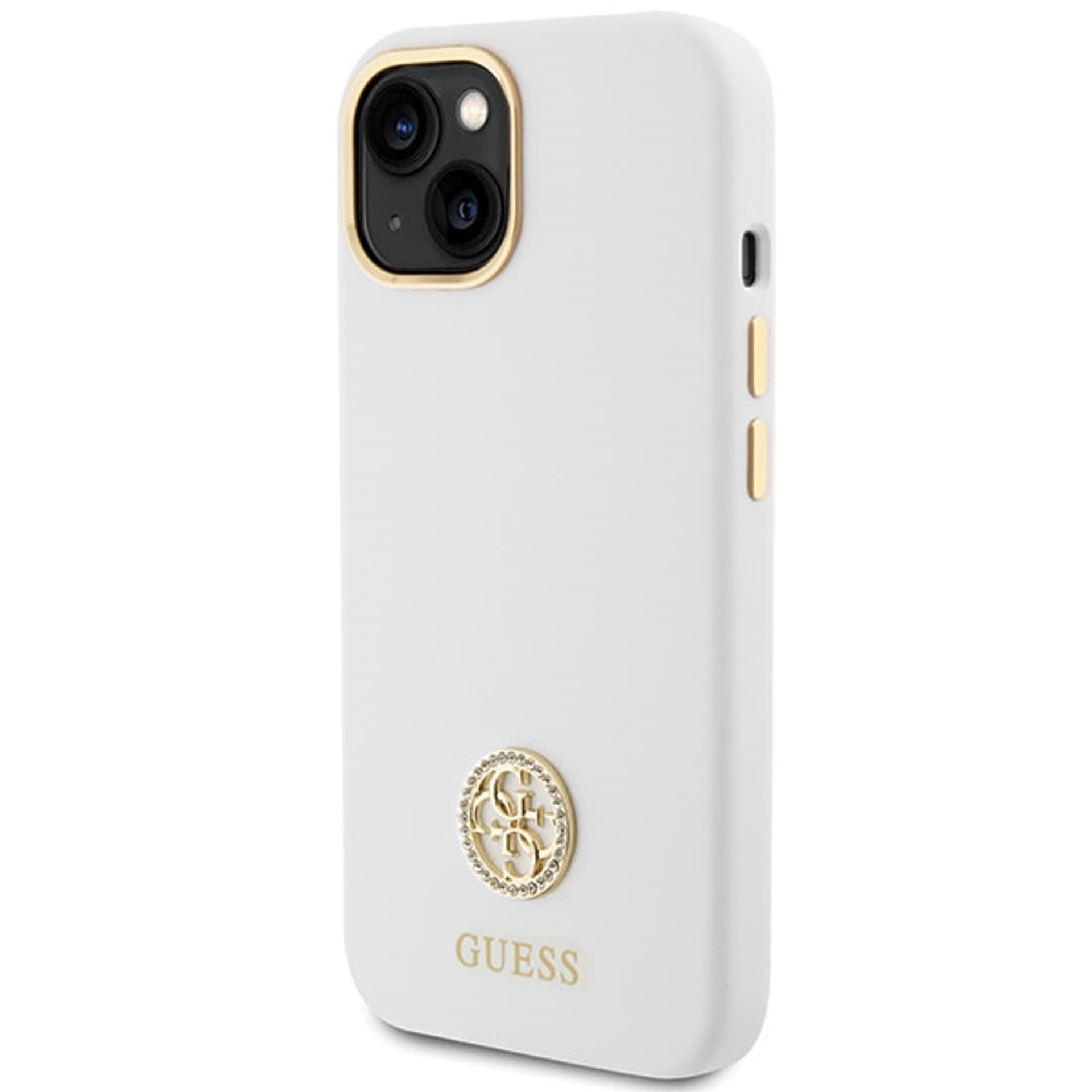 

Guess GUHCP15SM4DGPH iPhone 15 / 14 / 13 6.1" biały/white hardcase Silicone Logo Strass 4G