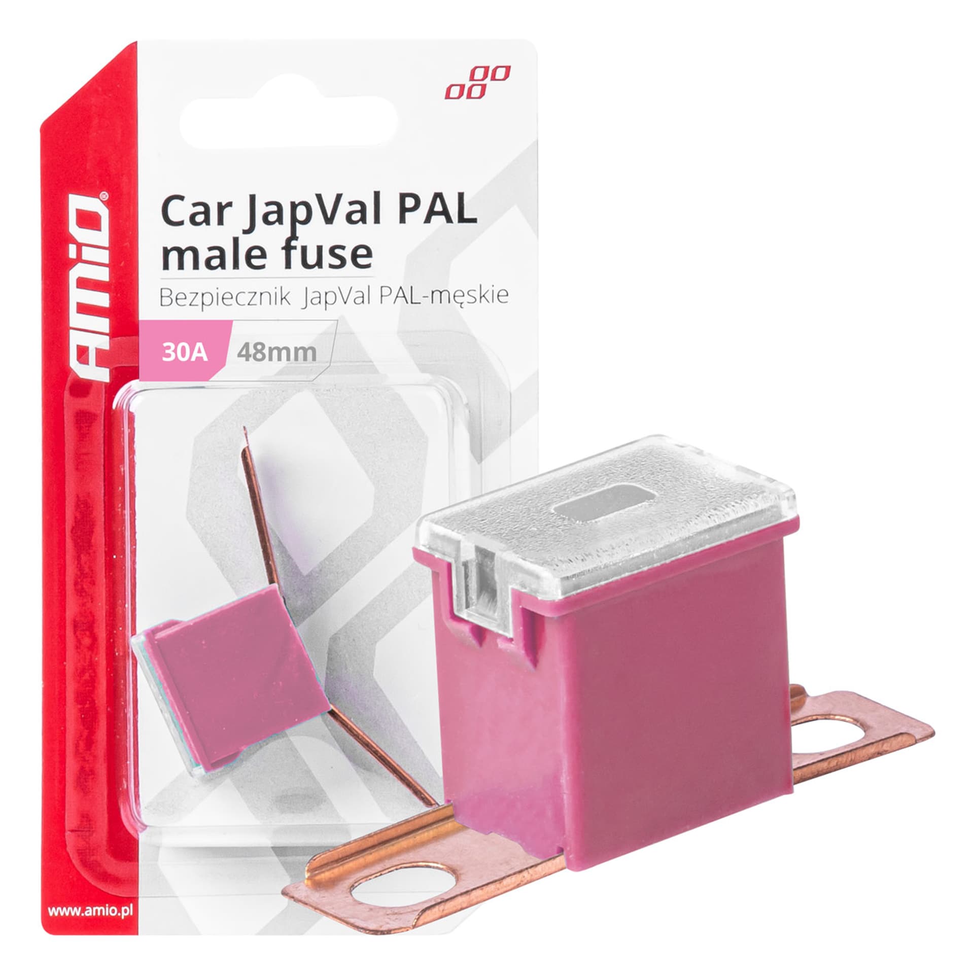 

Bezpiecznik samochodowy japval pal męski 48mm 30a amio-03418