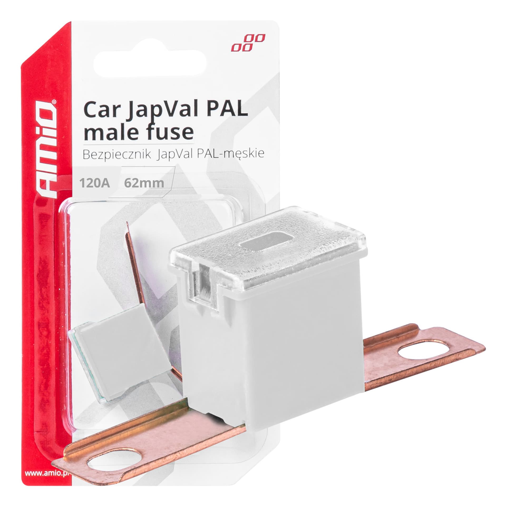 

Bezpiecznik samochodowy japval pal męski 62mm 120a amio-03434