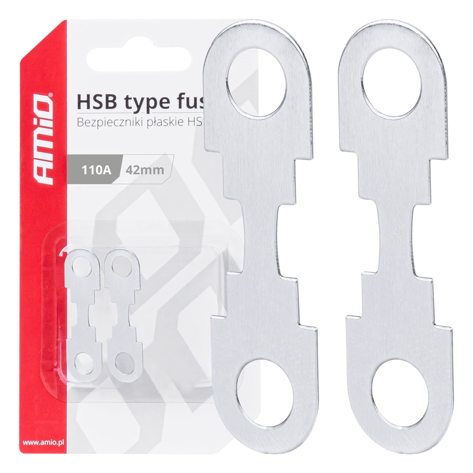 

Bezpieczniki taśmowe płaskie 2 szt. hsb 42mm 110a amio-03503