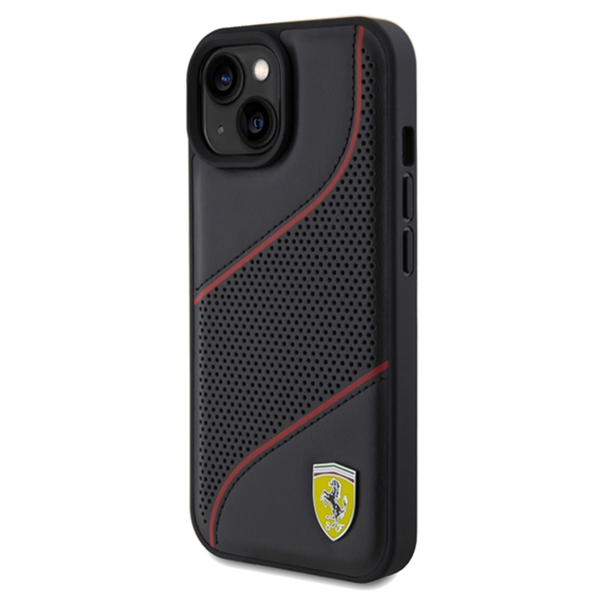 

Ferrari FEHCP15SPWAK iPhone 15 / 14 / 13 6.1" czarny/black hardcase Perforated Waves Metal Logo
