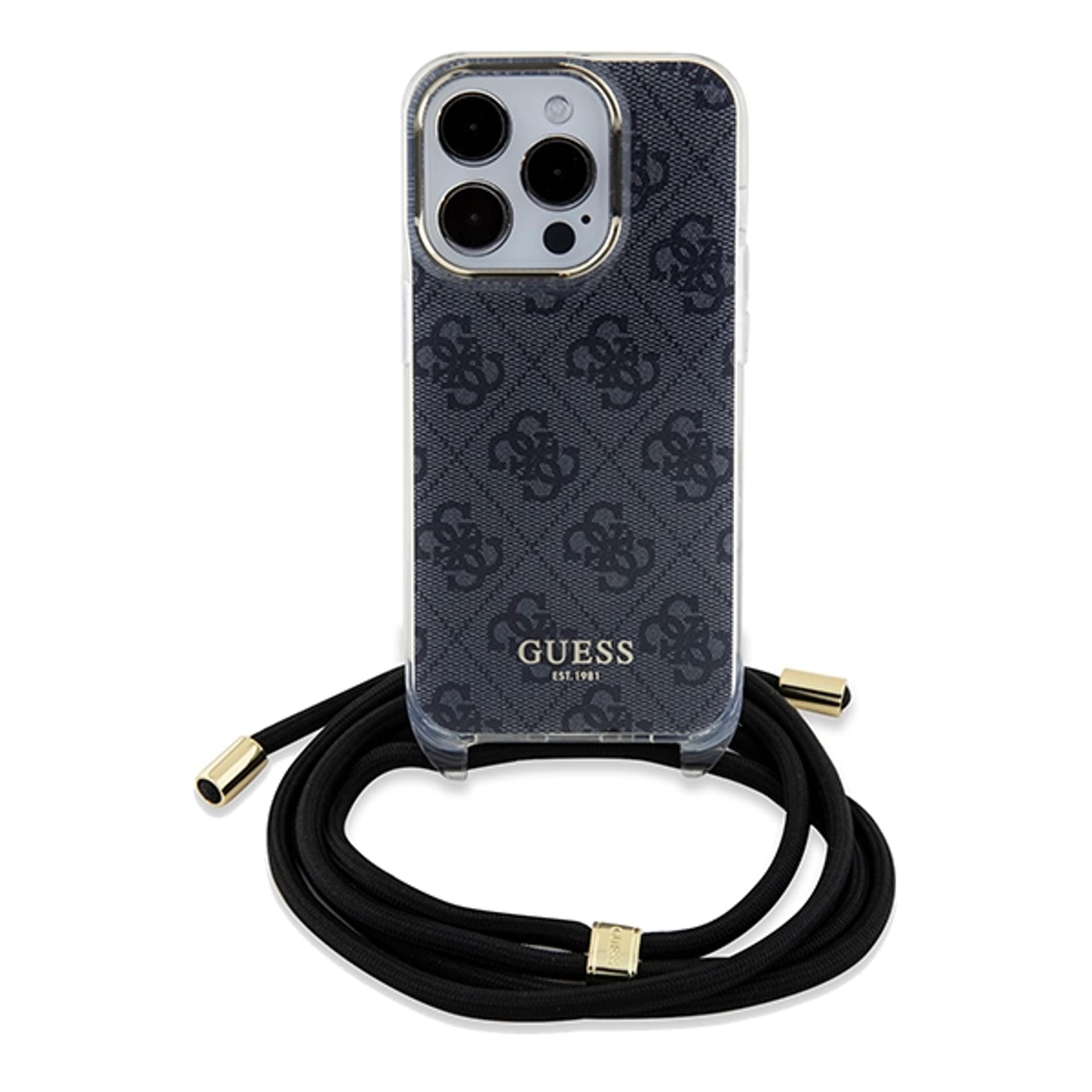 

Guess GUHCP15LHC4SEK iPhone 15 Pro 6.1" czarny/black hardcase Crossbody Cord 4G Print
