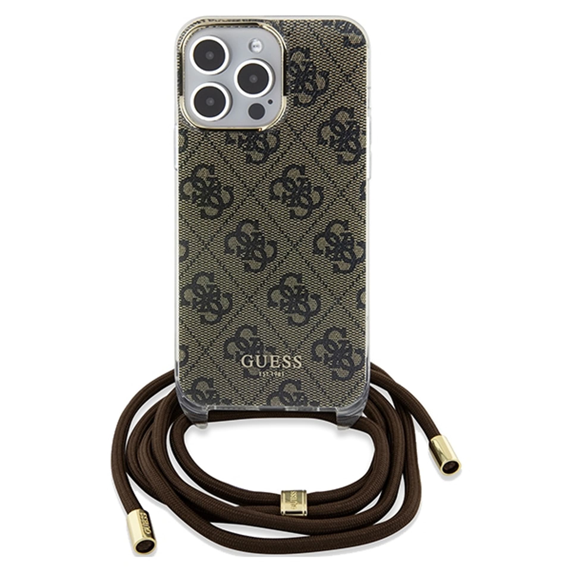 

Guess GUHCP15LHC4SEW iPhone 15 Pro 6.1" brązowy/brown hardcase Crossbody Cord 4G Print