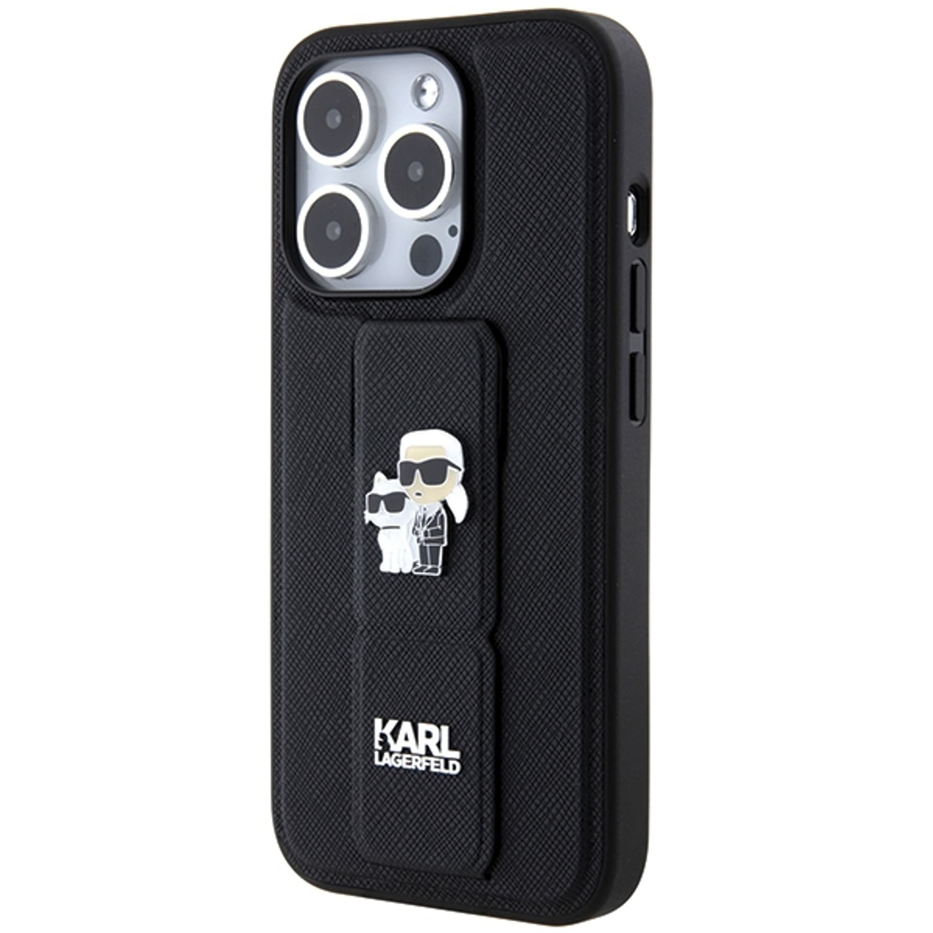 

Karl Lagerfeld KLHCP13LGSAKCPK iPhone 13 Pro / 13 6.1" czarny/black hardcase Gripstand Saffiano Karl&Choupette Pins