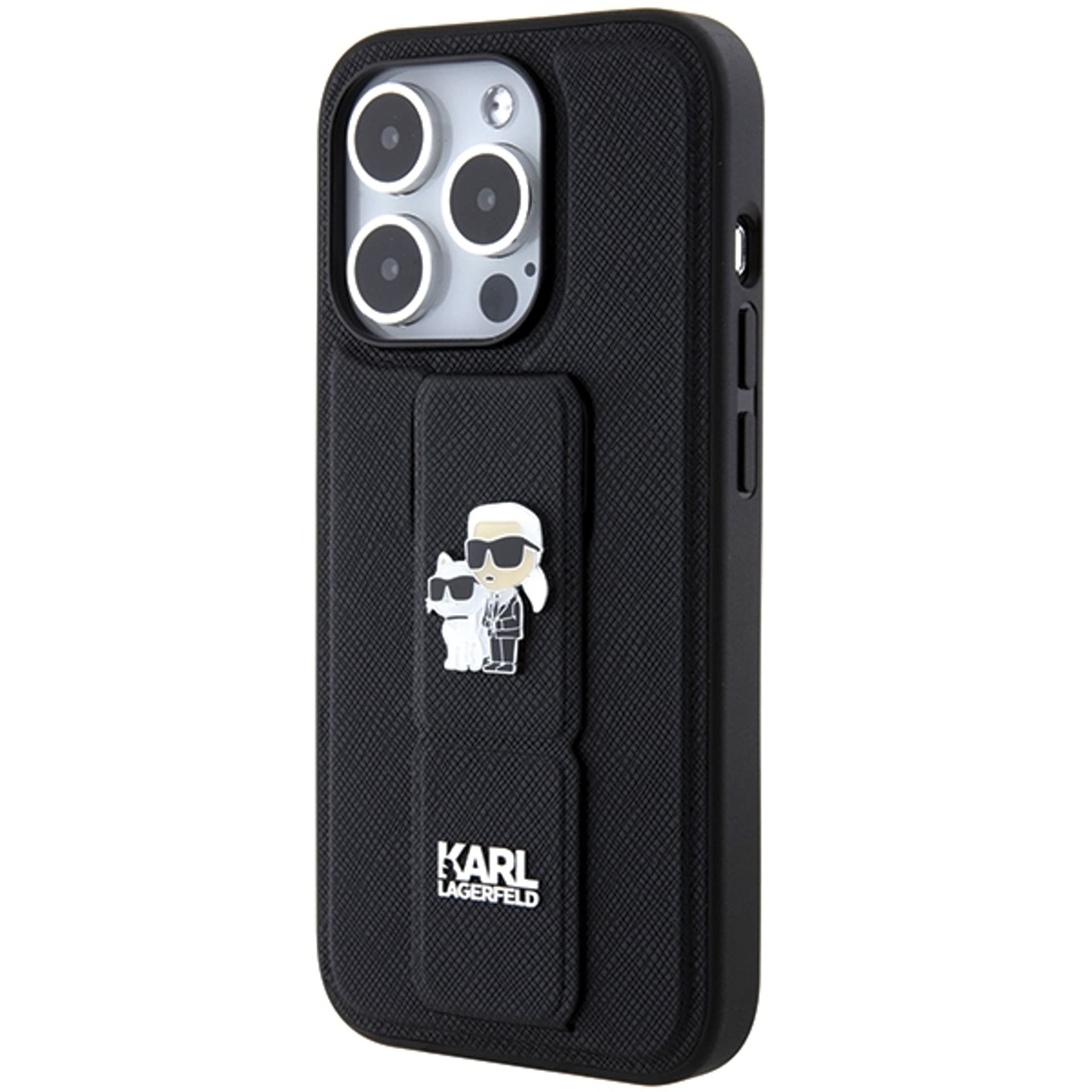 

Karl Lagerfeld KLHCP14LGSAKCPK iPhone 14 Pro 6.1" czarny/black hardcase Gripstand Saffiano Karl&Choupette Pins