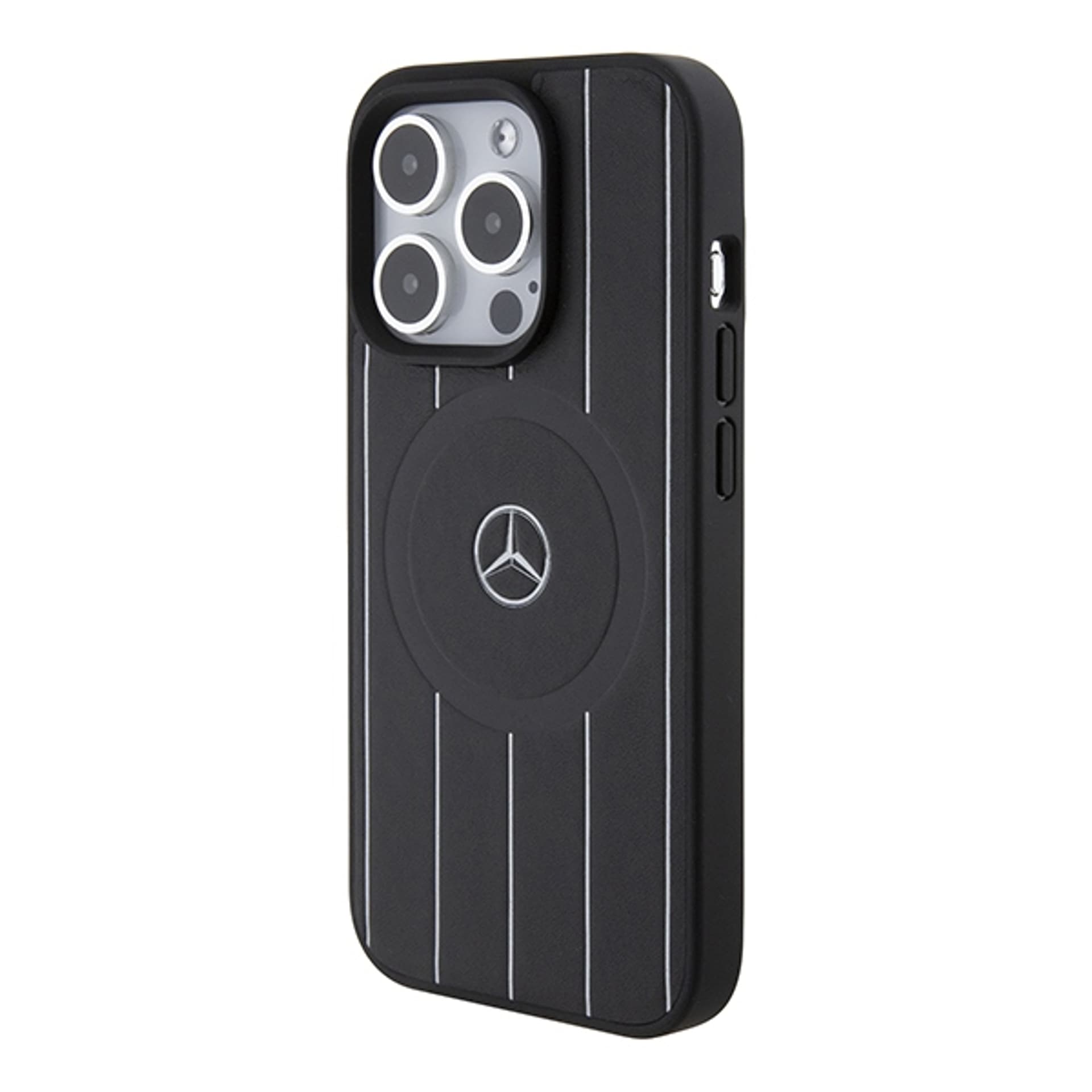 

Mercedes MEHMP15L23RHSK iPhone 15 Pro 6.1" czarny/black hardcase Stripes Pattern Leather MagSafe