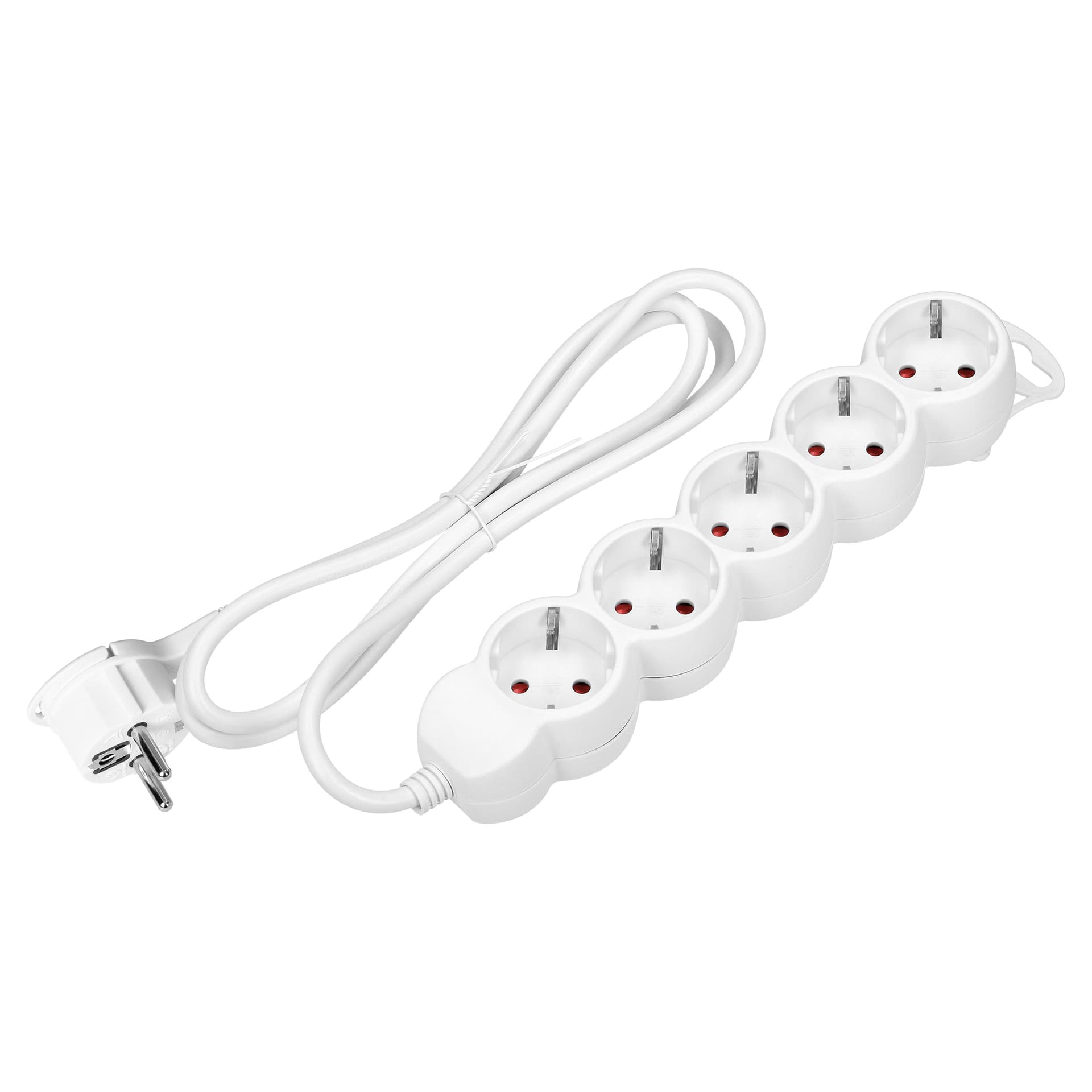 

Przedłużacz 5-krotny 2P+Z (Schuko), 5m H05VV-F 3x1,5mm2, Imax=16A, płaska wtyczka, biały, Schuko)/5m h05vv-f 3x1.5mm2/imax=16a/płaska wtyczka/biał