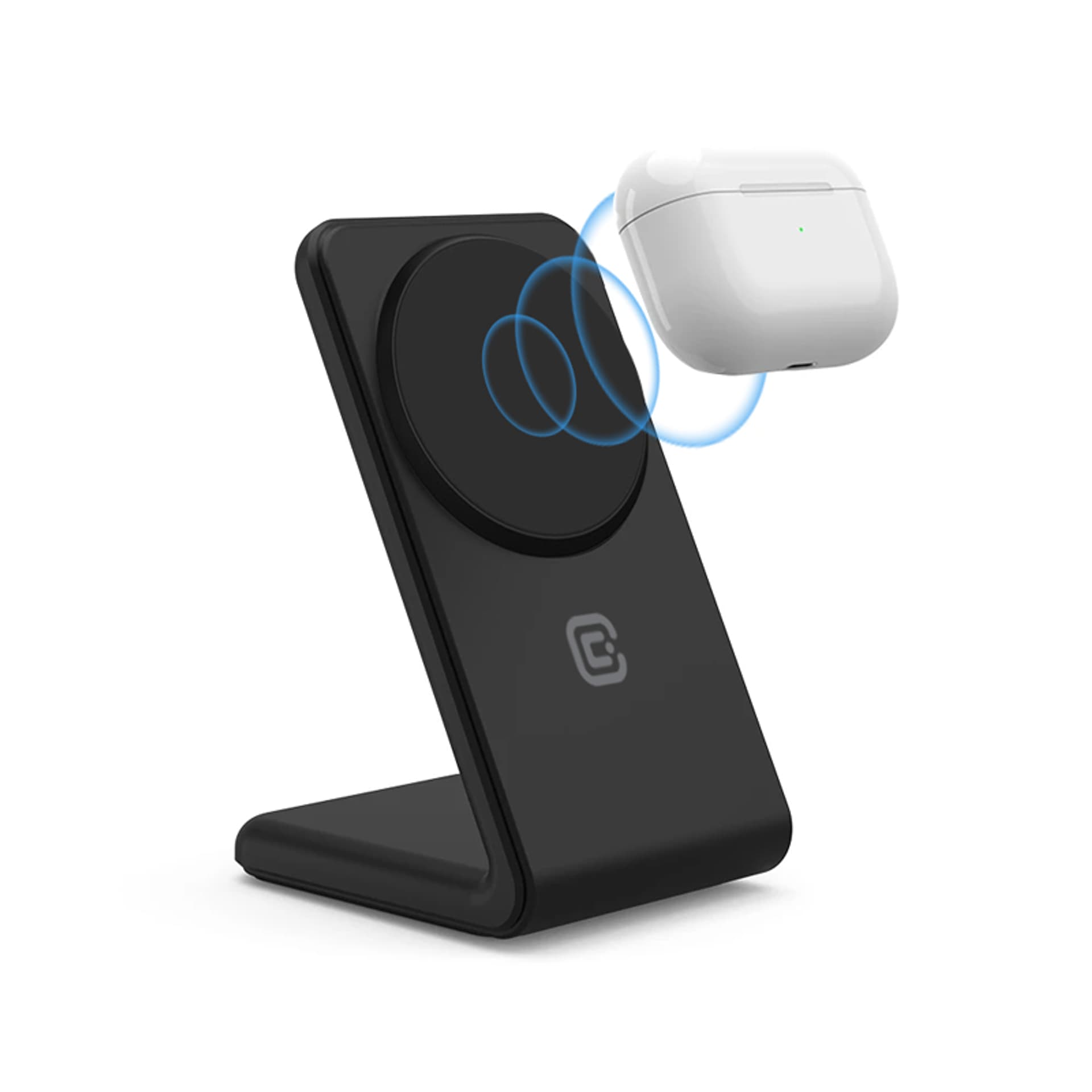 

Crong MagSpot Stand - Ładowarka bezprzewodowa 2w1 z MagSafe do iPhone i AirPods (czarny)