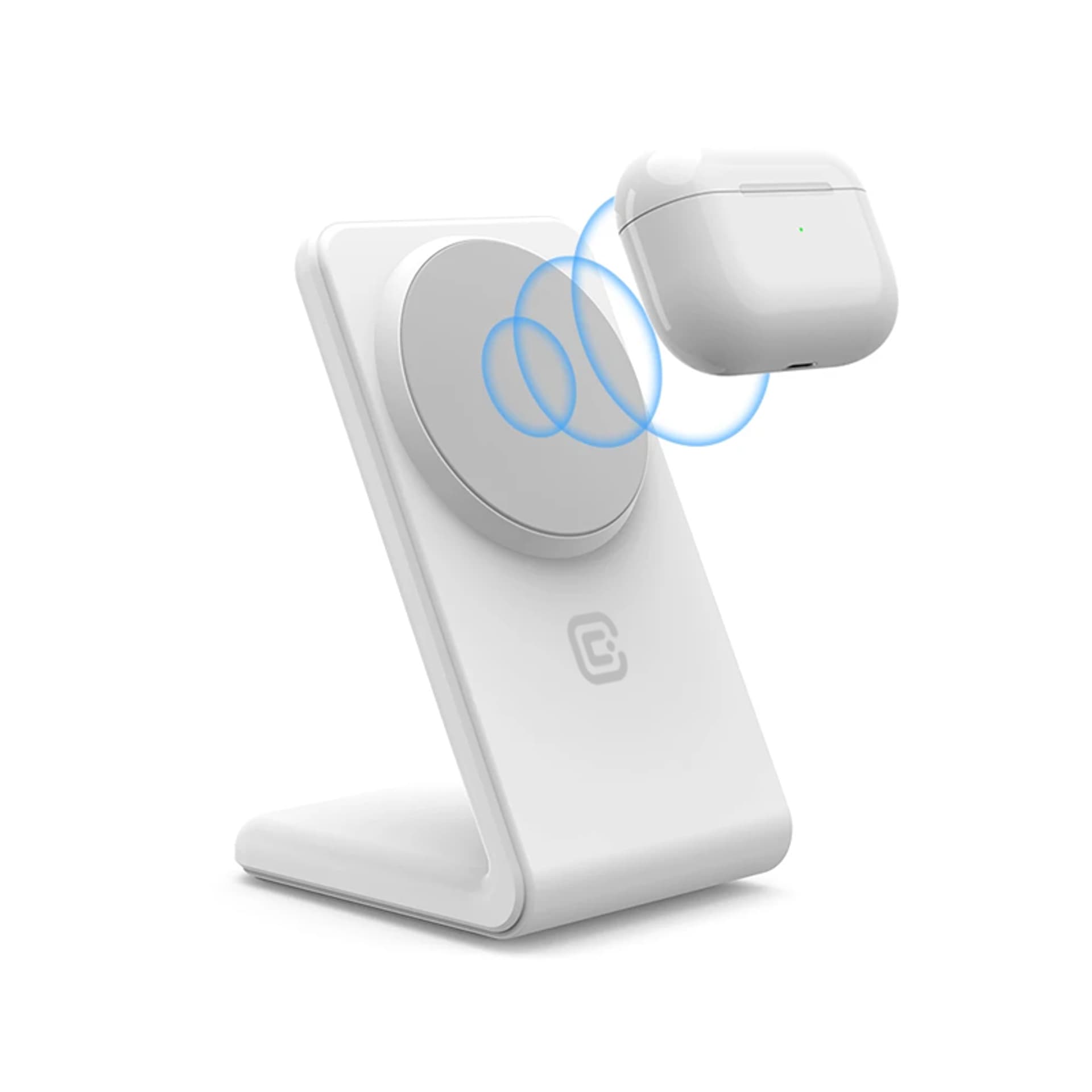 

Crong MagSpot Stand - Ładowarka bezprzewodowa 2w1 z MagSafe do iPhone i AirPods (biały)