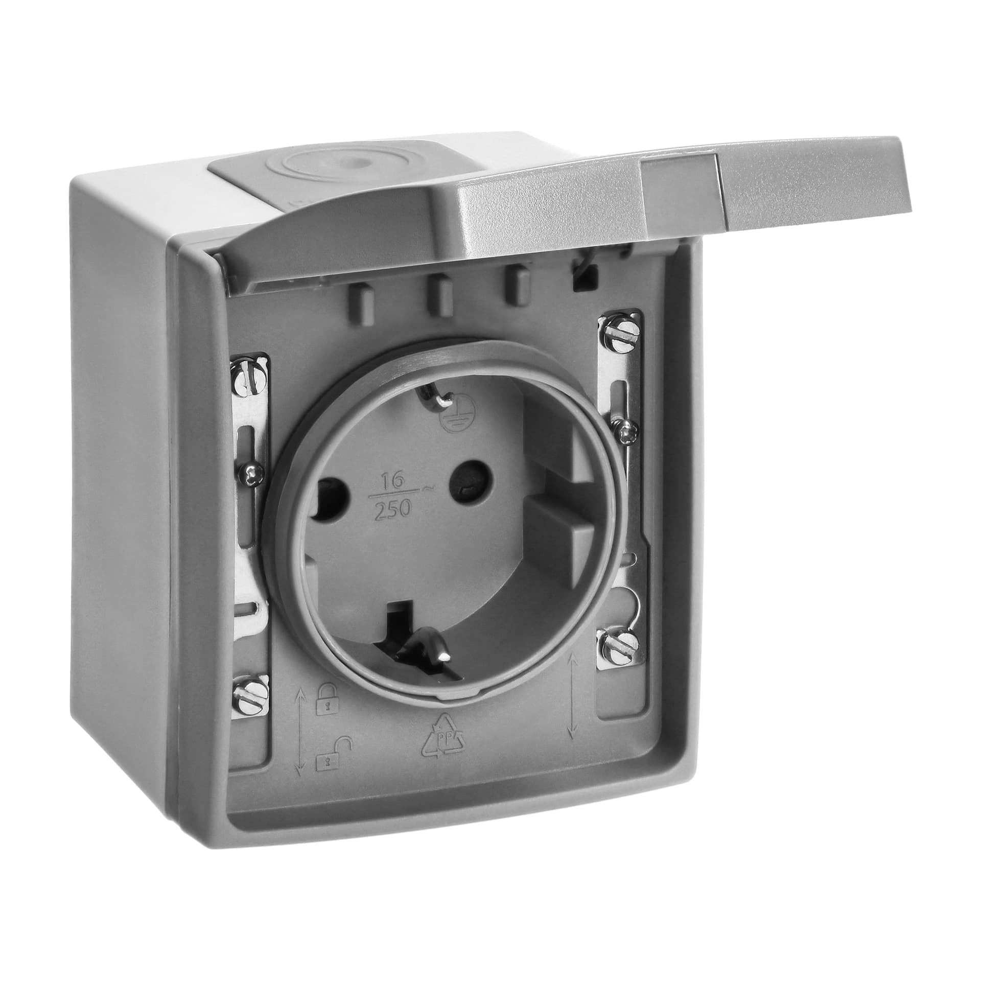

Gniazdo pojedyncze 2P+Z Schuko AQUATIC PRO IP 55 szaro-grafitowe