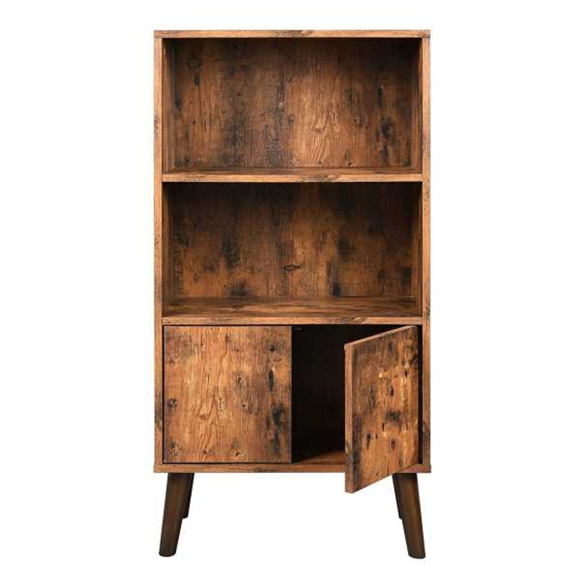 

Regał na książki Retro, 2-poziomowa półka na książki z drzwiami brąz VASAGLE 60x30x120 cm