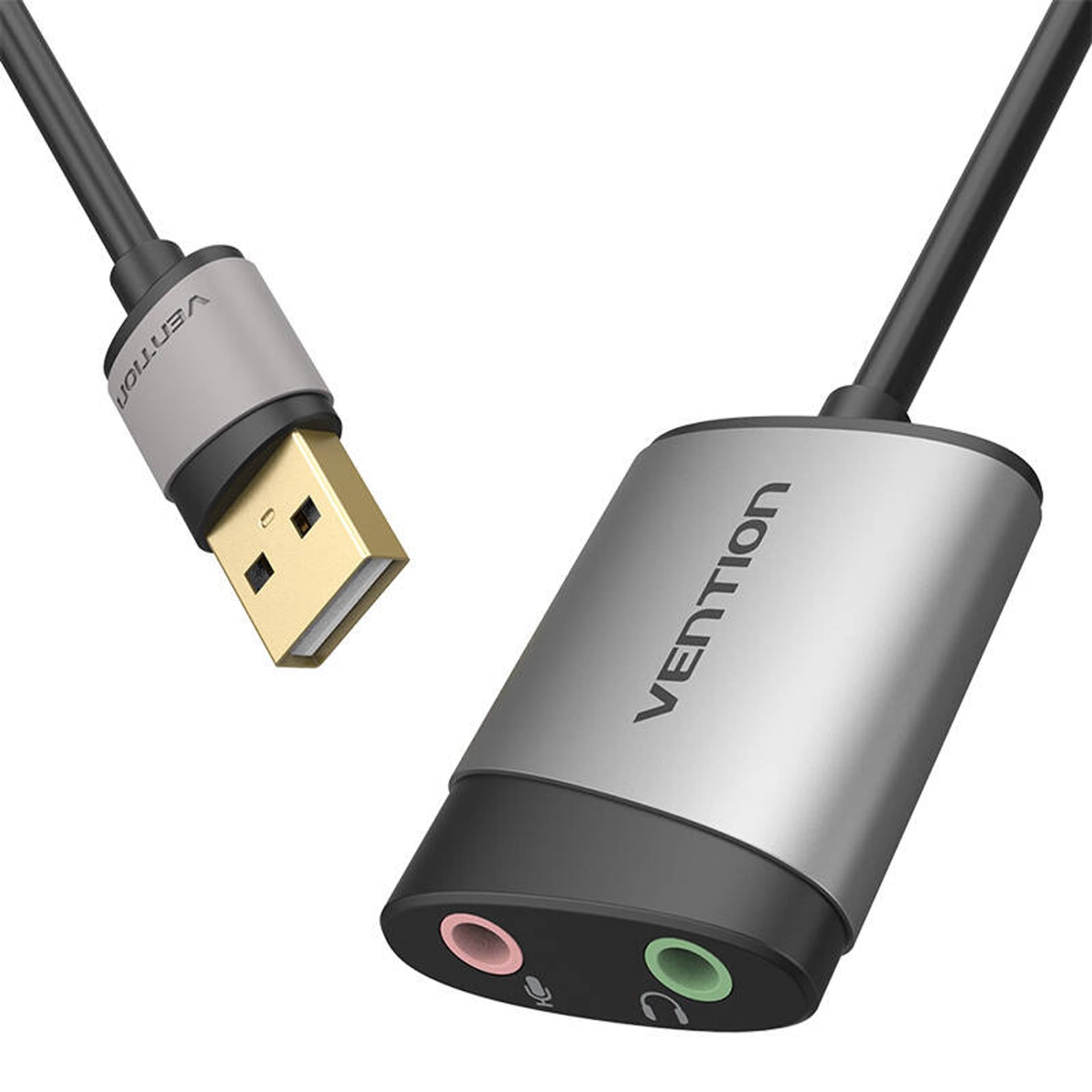 

Zewnętrzna karta dźwiękowa USB 0,15m Vention CDKHB (szara)
