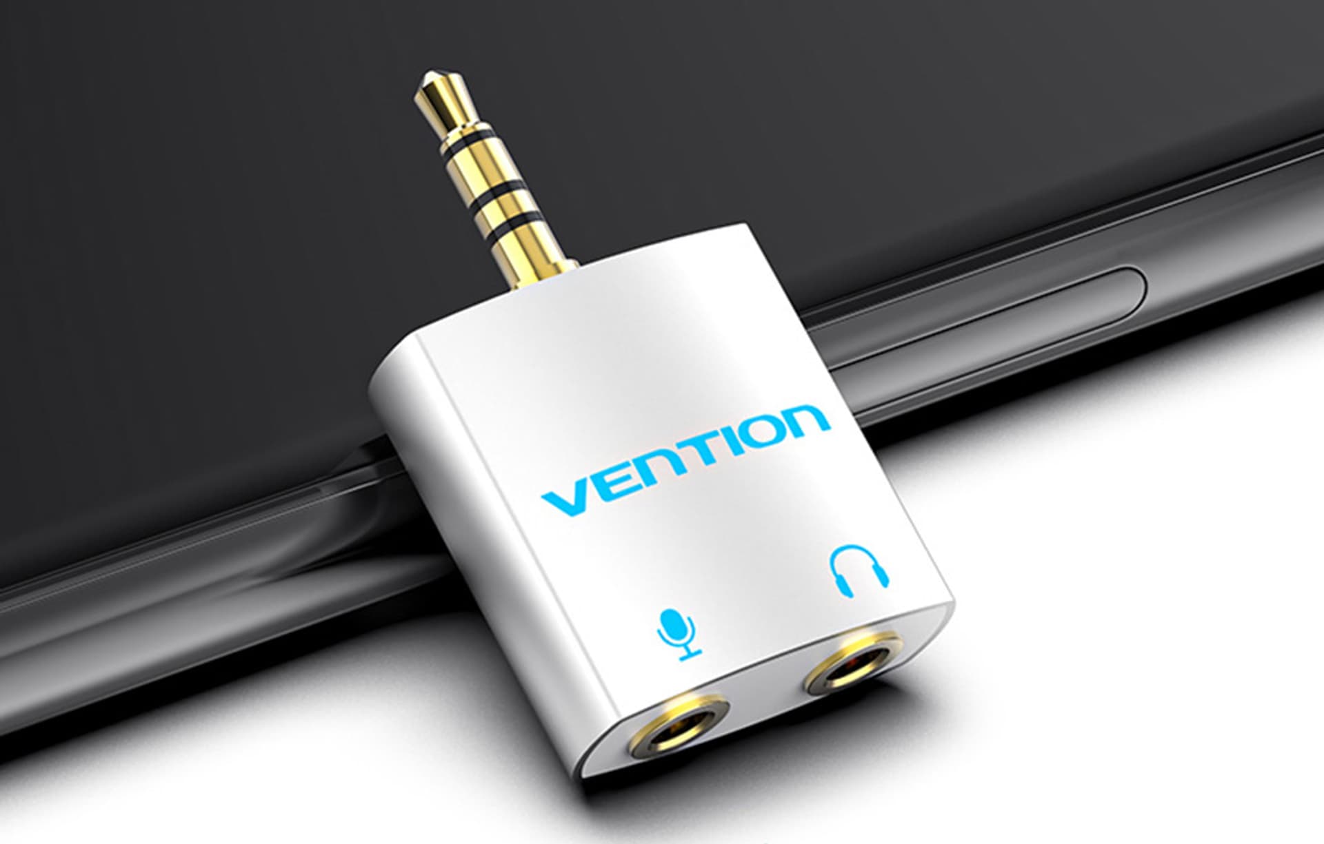

Adapter audio Vention BDBW0 4-biegunowy 3,5mm męski na 2x 3,5mm żeński 0,25m srebrny