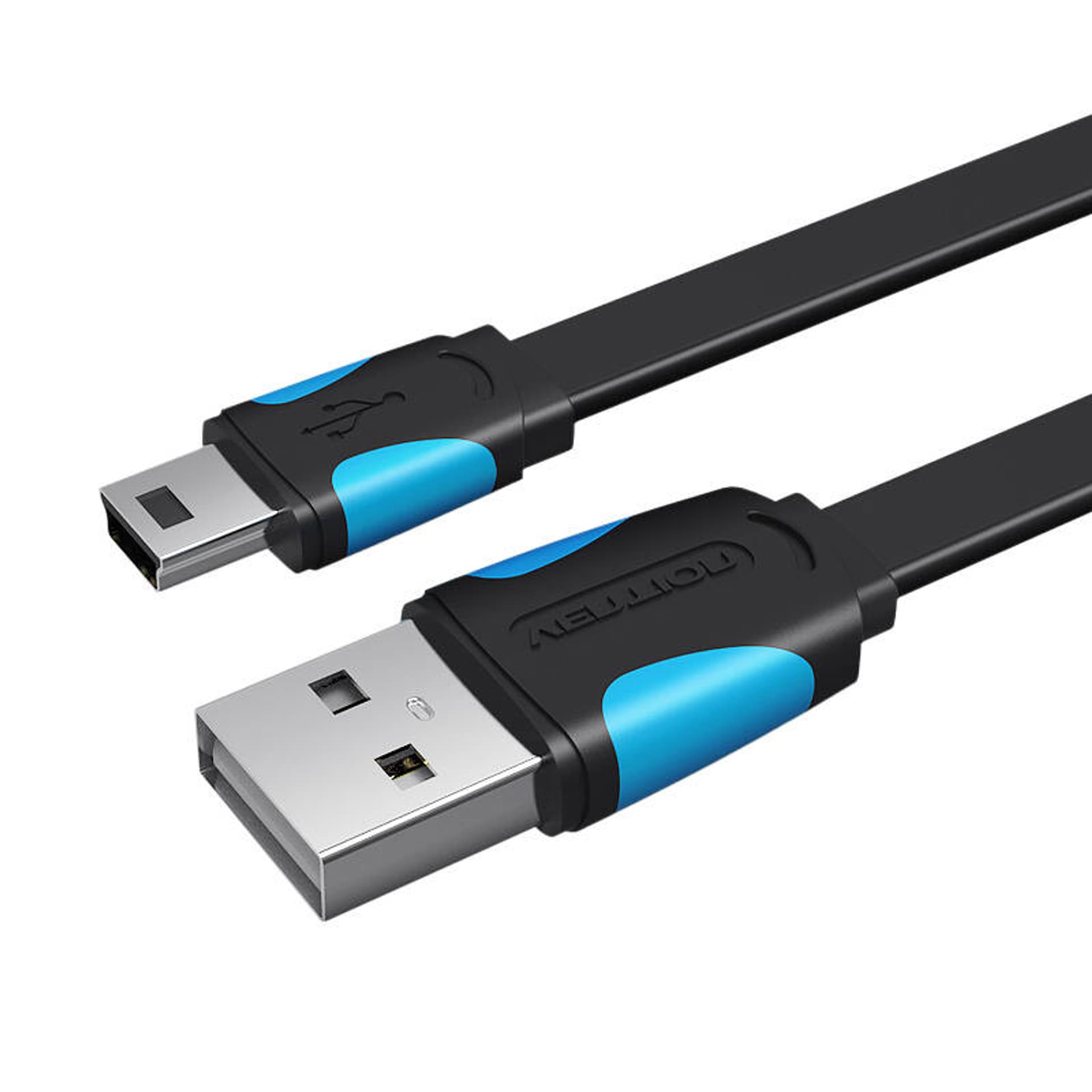 

Płaski kabel USB2.0 A do Mini 5 pinowy Vention VAS-A14-B100 1m Czarny