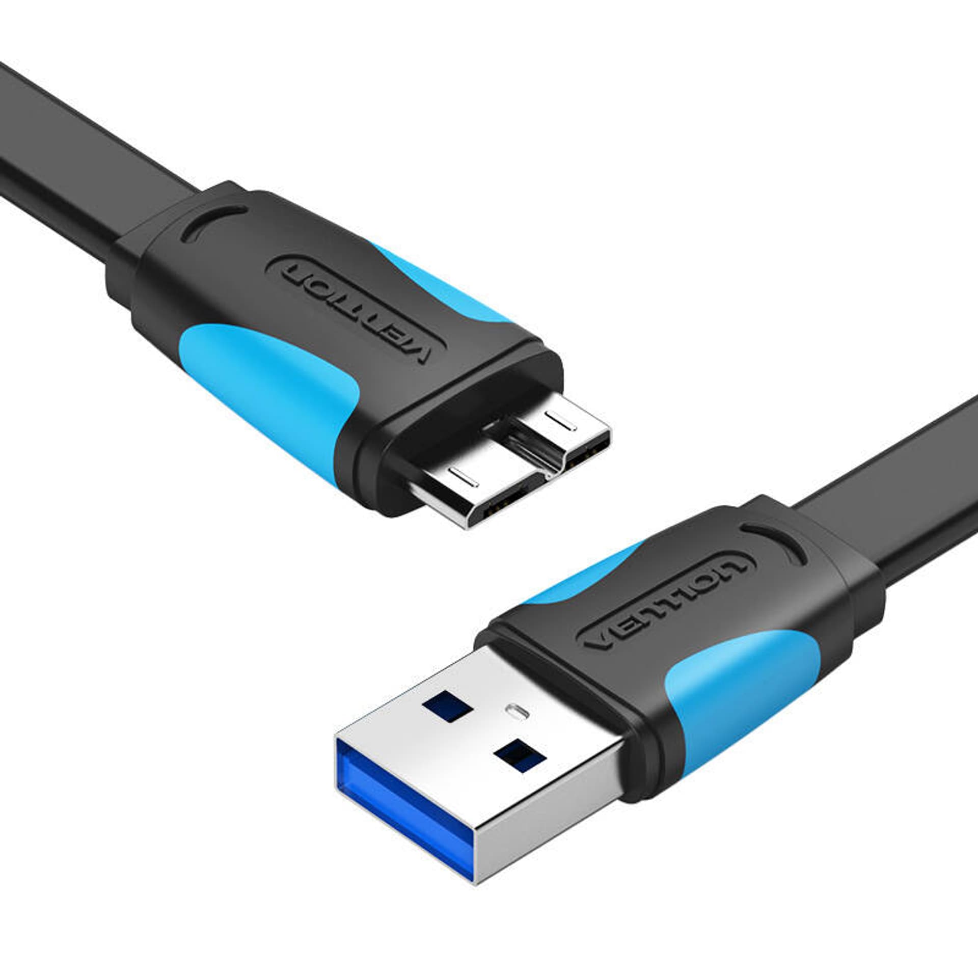 

Płaski kabel USB3.0 A do Micro B Vention VAS-A12-B025 0,25m czarny