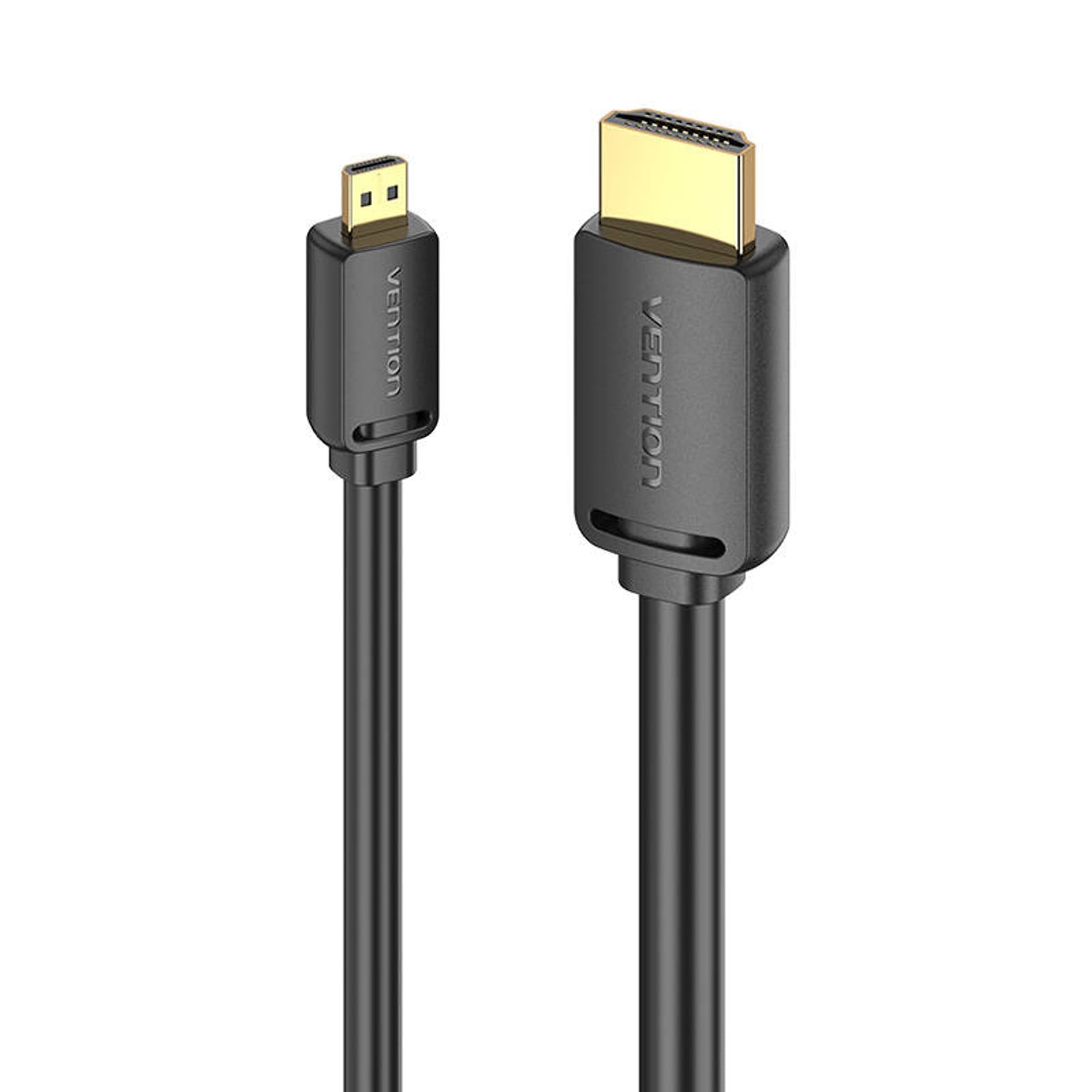 

Kabel HDMI-D męski do HDMI-A męski 4K HD 1m Vention AGIBF (czarny)