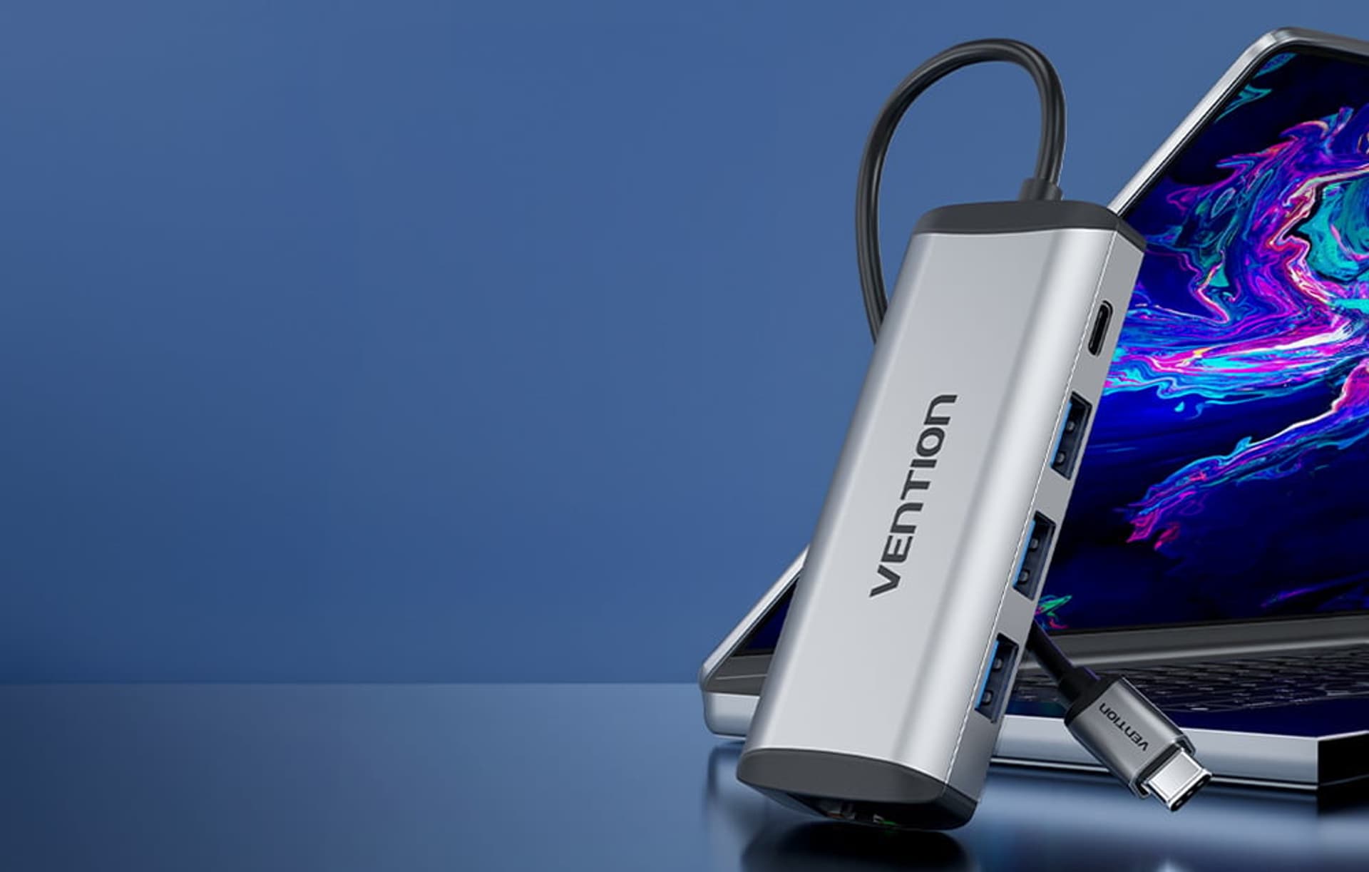 

Stacja dokująca USB-C na USB-C, 3x USB3.0, PD 0,15m Vention THAHB szary