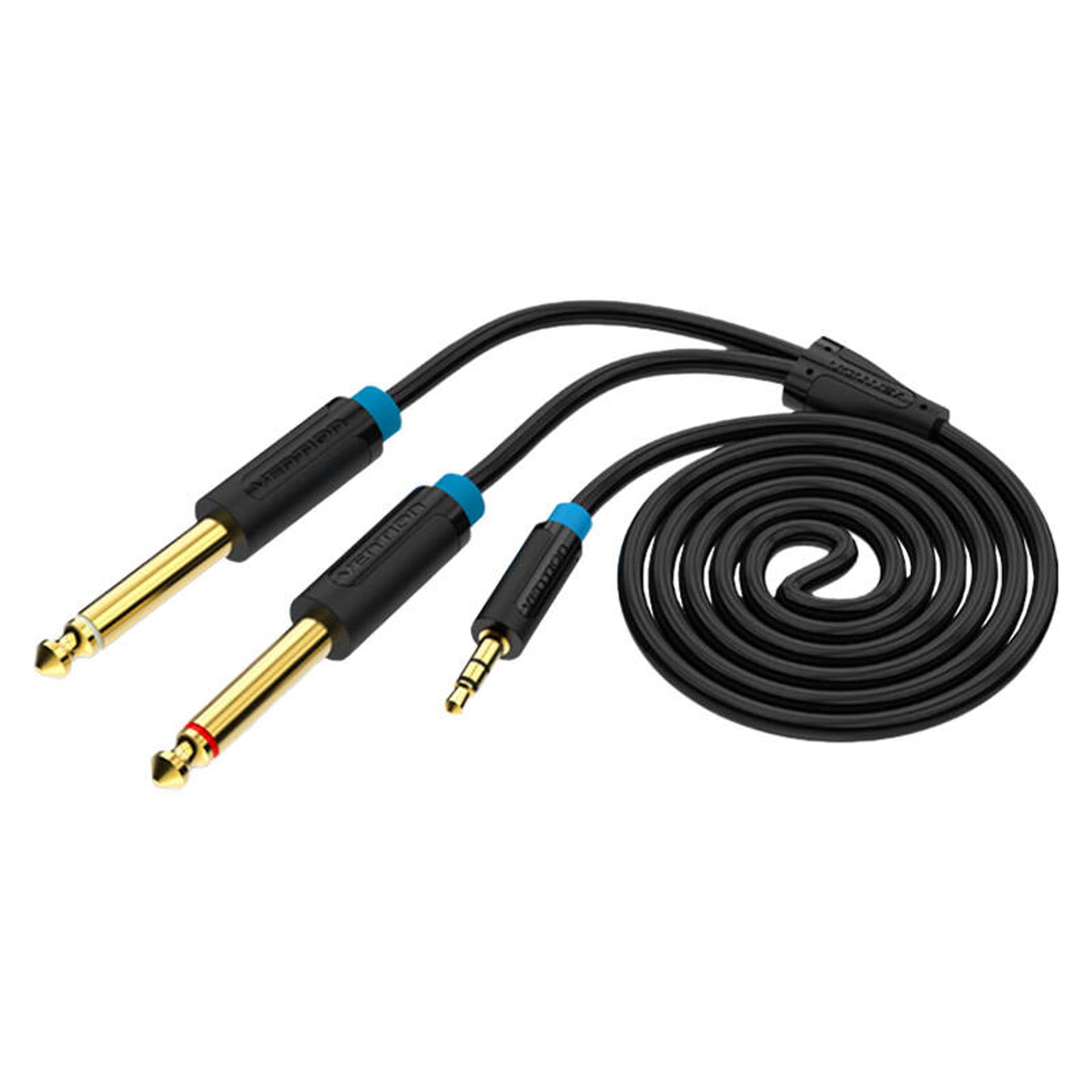 

Kabel audio 3,5mm TRS męski do 2x 6,35mm męski 1,5m Vention BACBG czarny