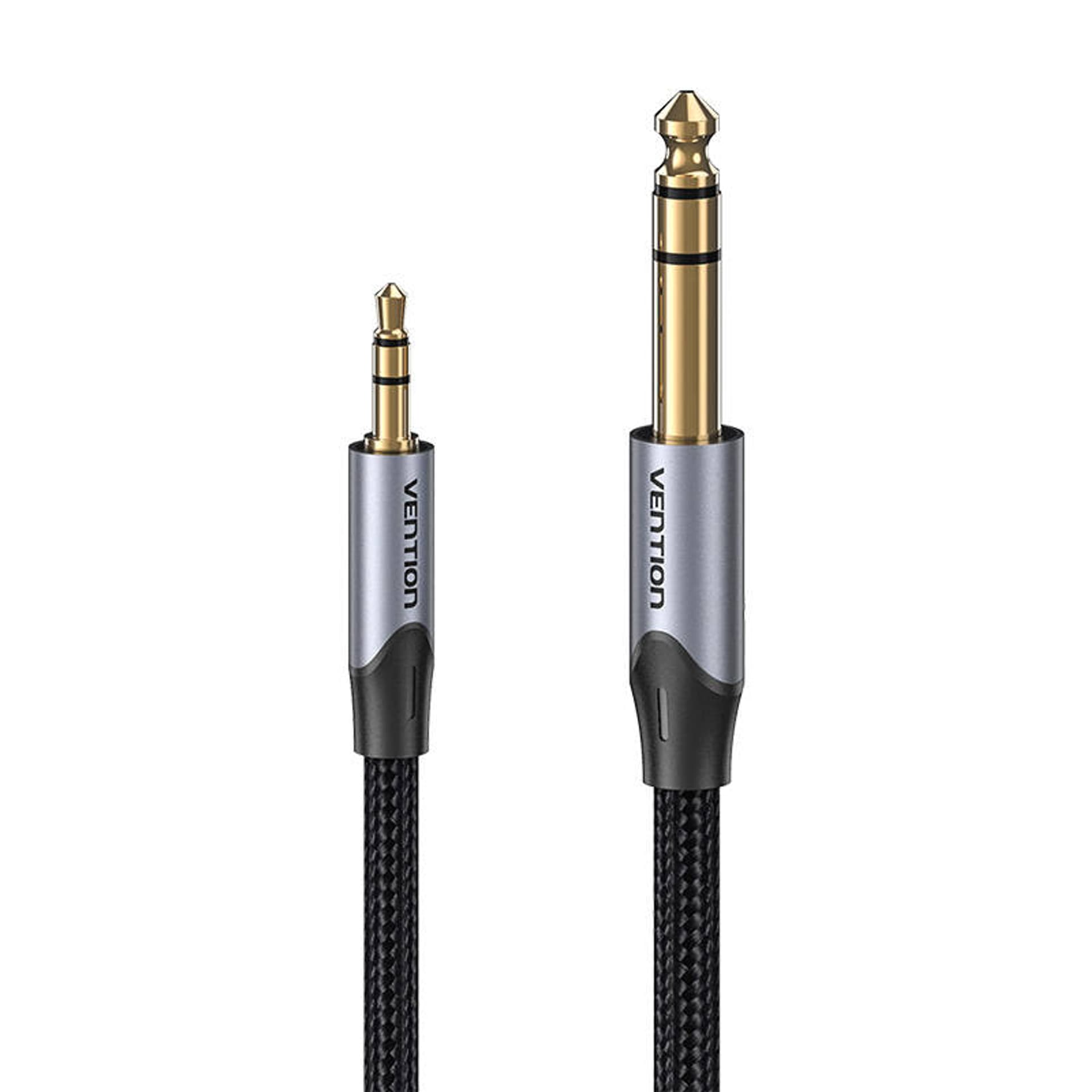 

Kabel audio 3,5mm TRS męski do 6,35mm męski 1m Vention BAUHF Szary