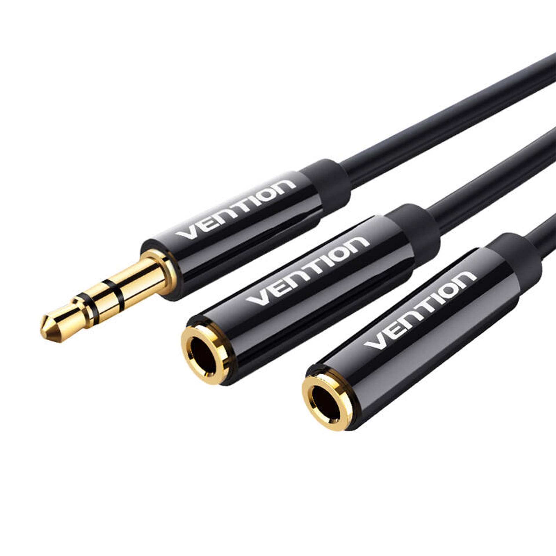 

Rozdzielacz stereo 3,5mm męski do 2x 3,5mm żeński 0,3m Vention BBSBY czarny