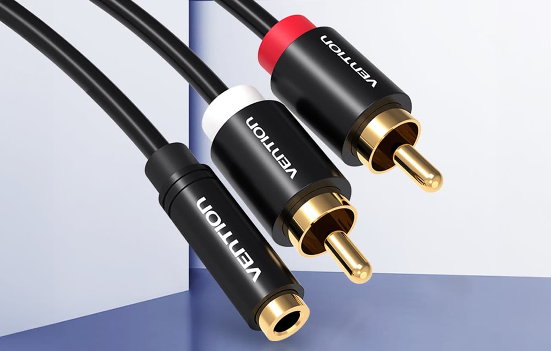 

Kabel audio 3,5mm żeński na 2x RCA męski 1,5m Vention VAB-R01-B150 czarny