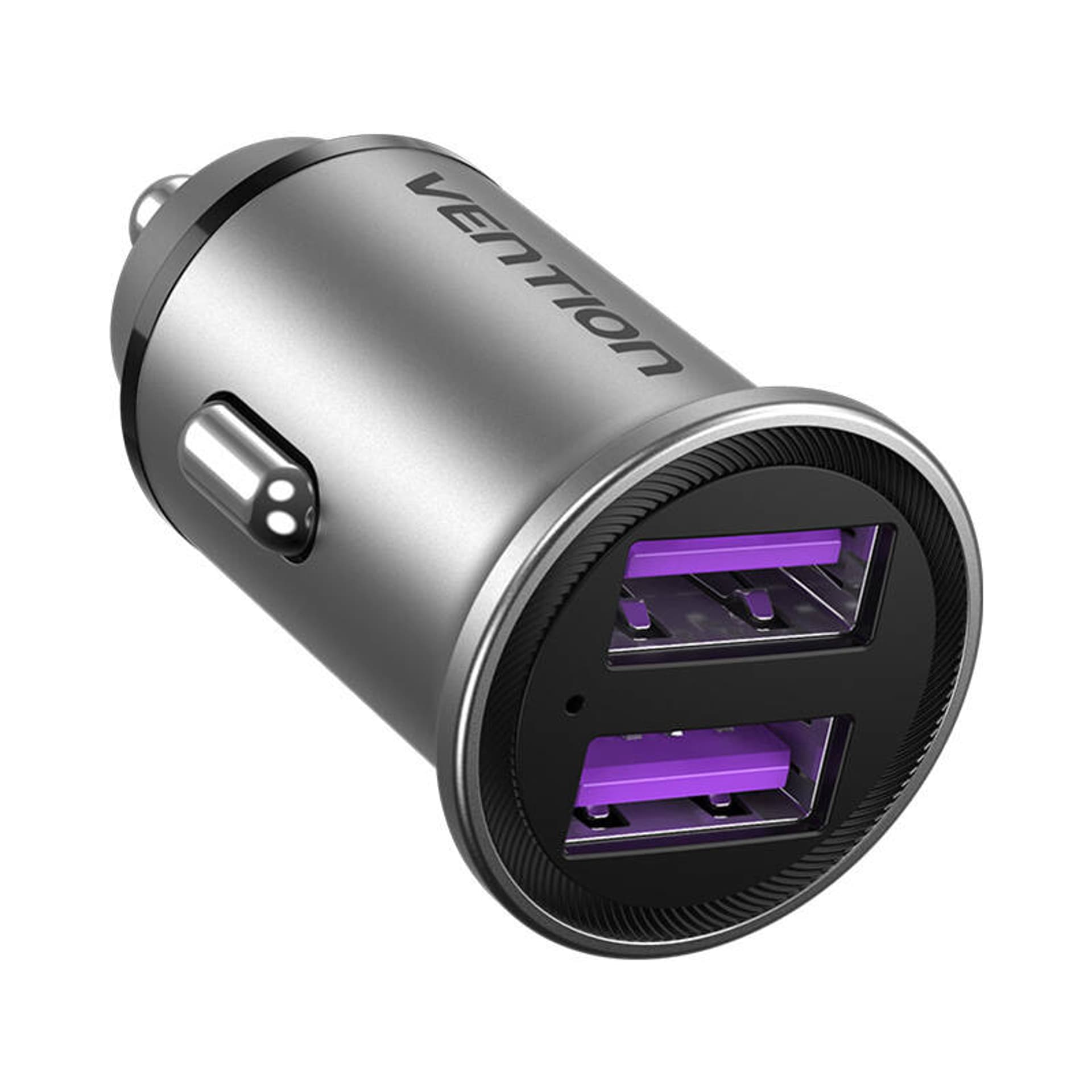 

Dwuportowa ładowarka samochodowa Vention FFEH0 USB A+A(30/30) szara, 30/30) szar
