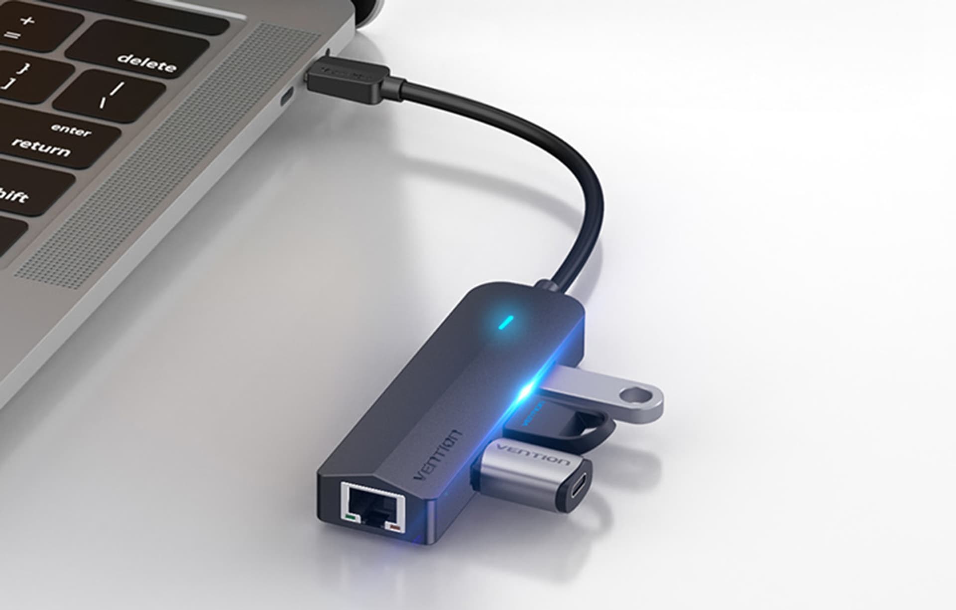 

Hub USB-C na 3x USB 3.0, RJ45, Micro-B Vention TGPBB 0,15m Czarny