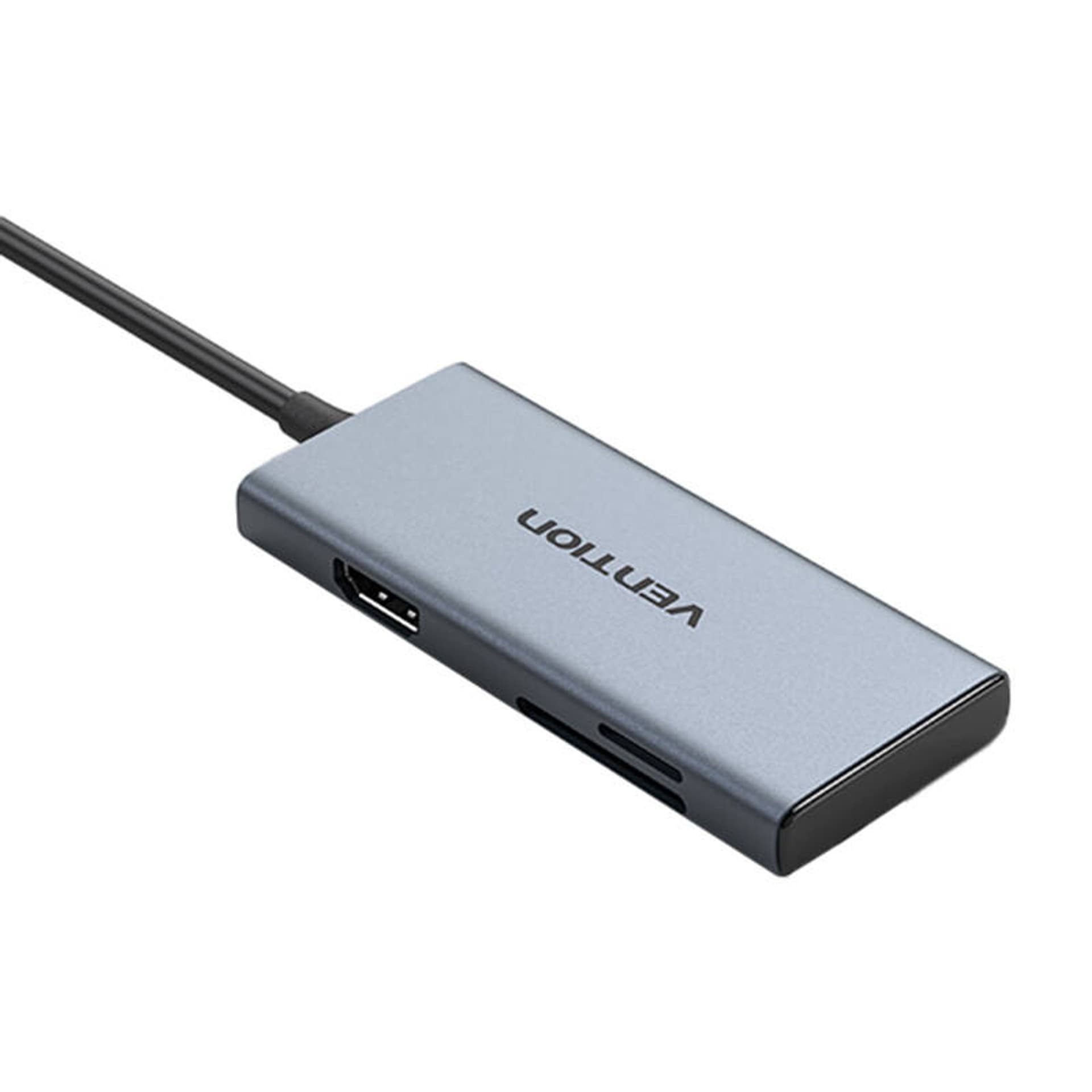 

Hub USB-C do HDMI, 3x USB 3.0, SD, TF Vention TOOHB 0,15m Szary