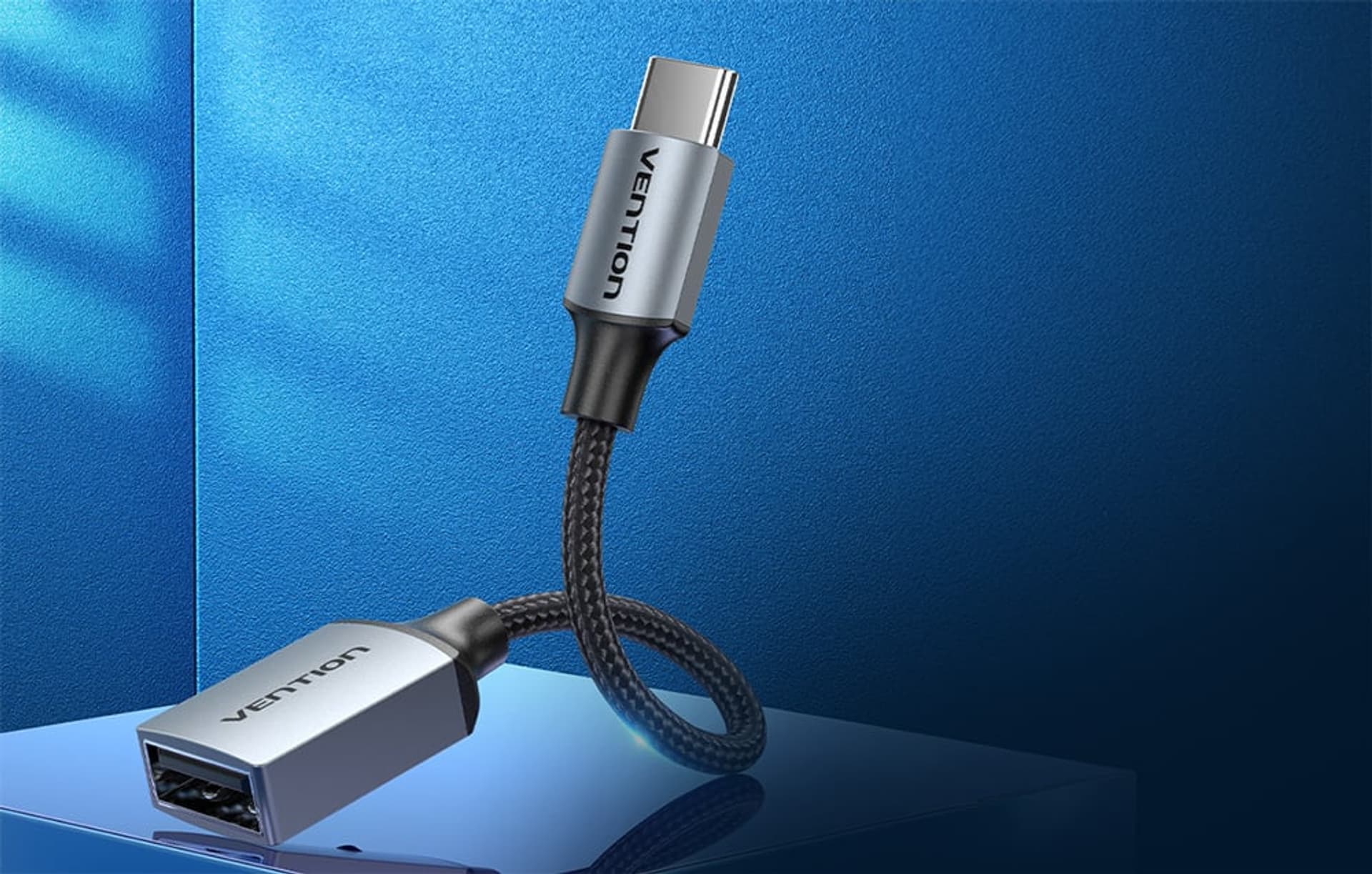 

Kabel USB-C 2.0 męski na USB-A żeński OTG Vention CCWHB 0,15 m, szary