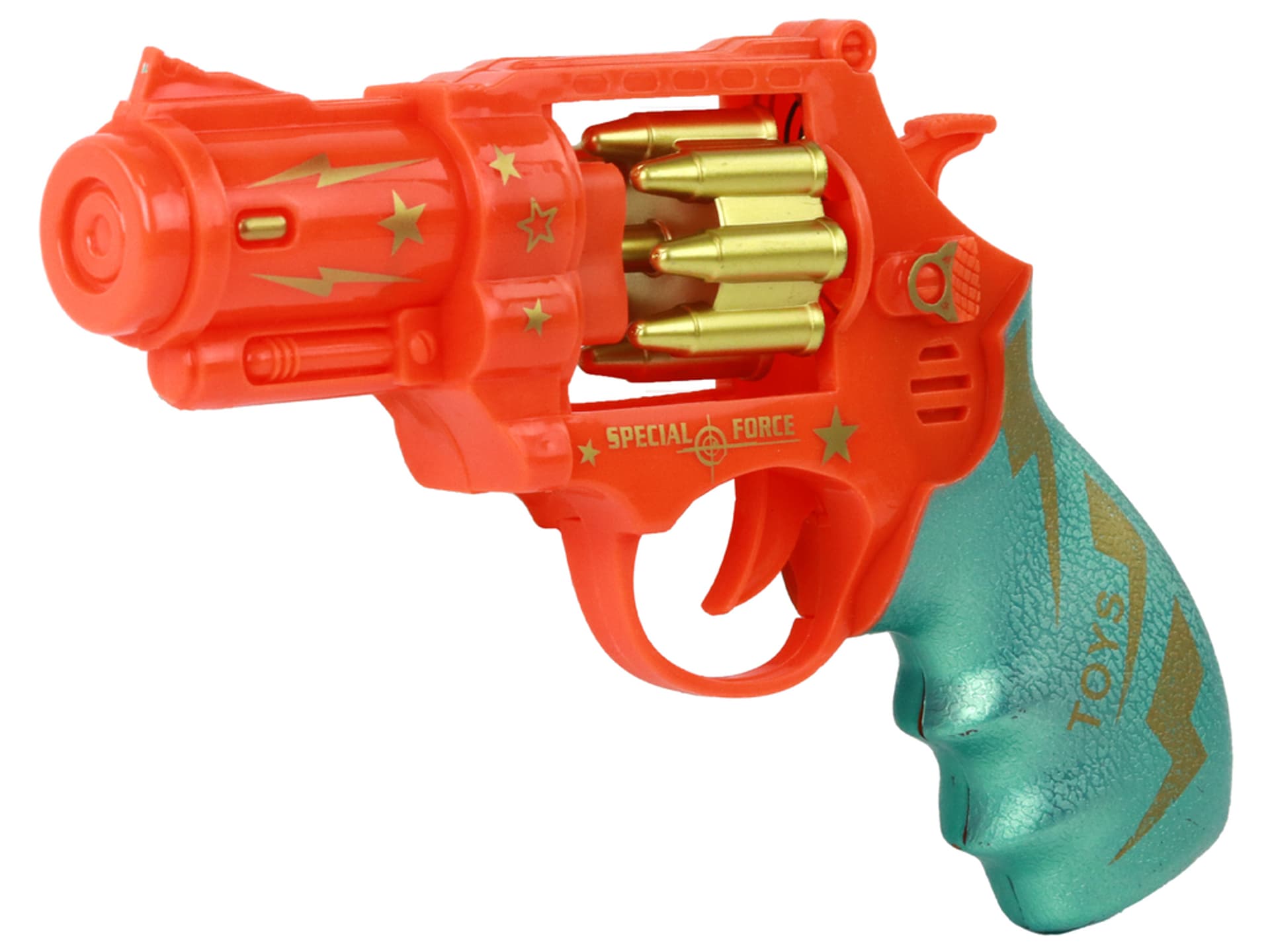

Pistolet Pomarańczowy Revolver Broń Dźwięki Światła