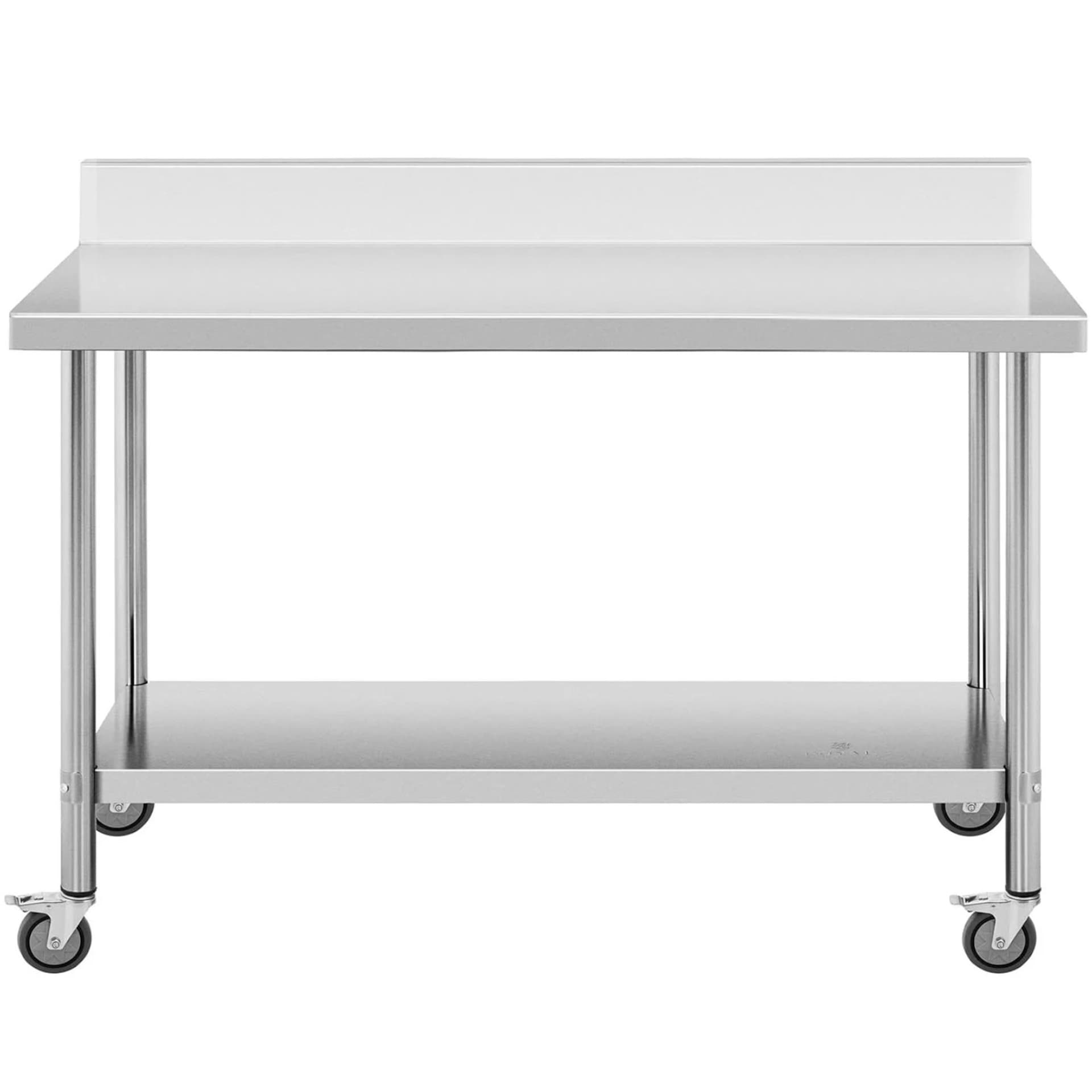 

Stół metalowy gastronomiczny na kółkach z półką i rantem STAL 60 x 150 cm