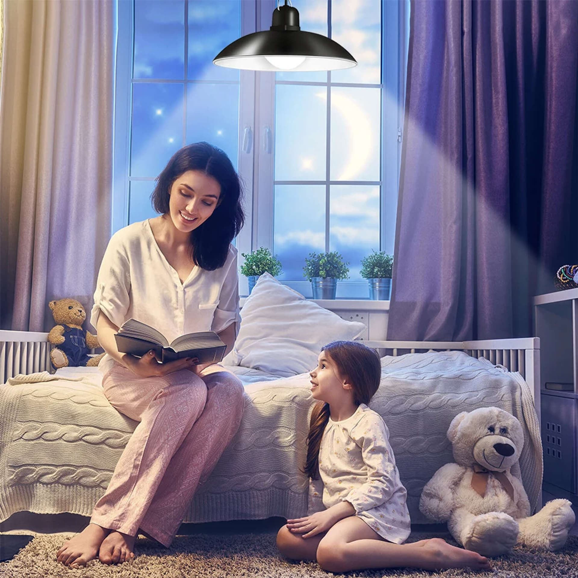 

Lampa solarna LED wisząca zestaw 2x Żyrandol Panel solarny Pilot do ogrodu 80W ogrodowa uliczna zewnętrzna czarna