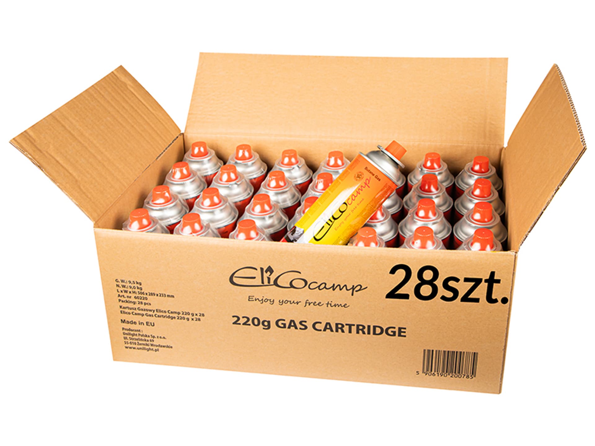 

53-178# Gaz uniwersalny elico camp 220g (28szt) 393ml kartusz, 28szt) 393ml kartus